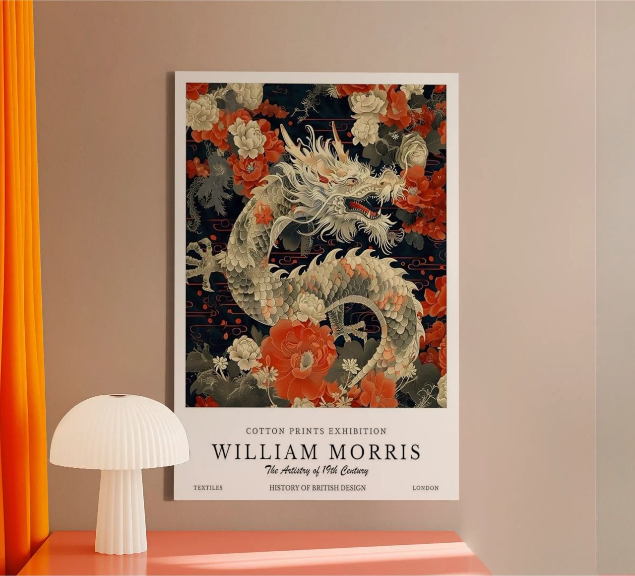 dragon fleur rouge william morris toile de komo store