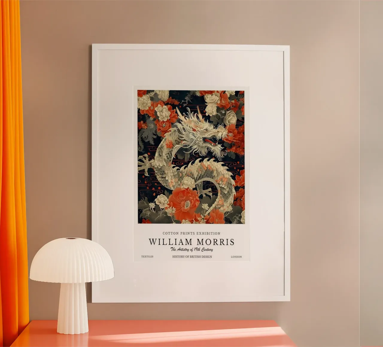 drago dai fiori rossi william morris poster con telaio in plastica da komo store
