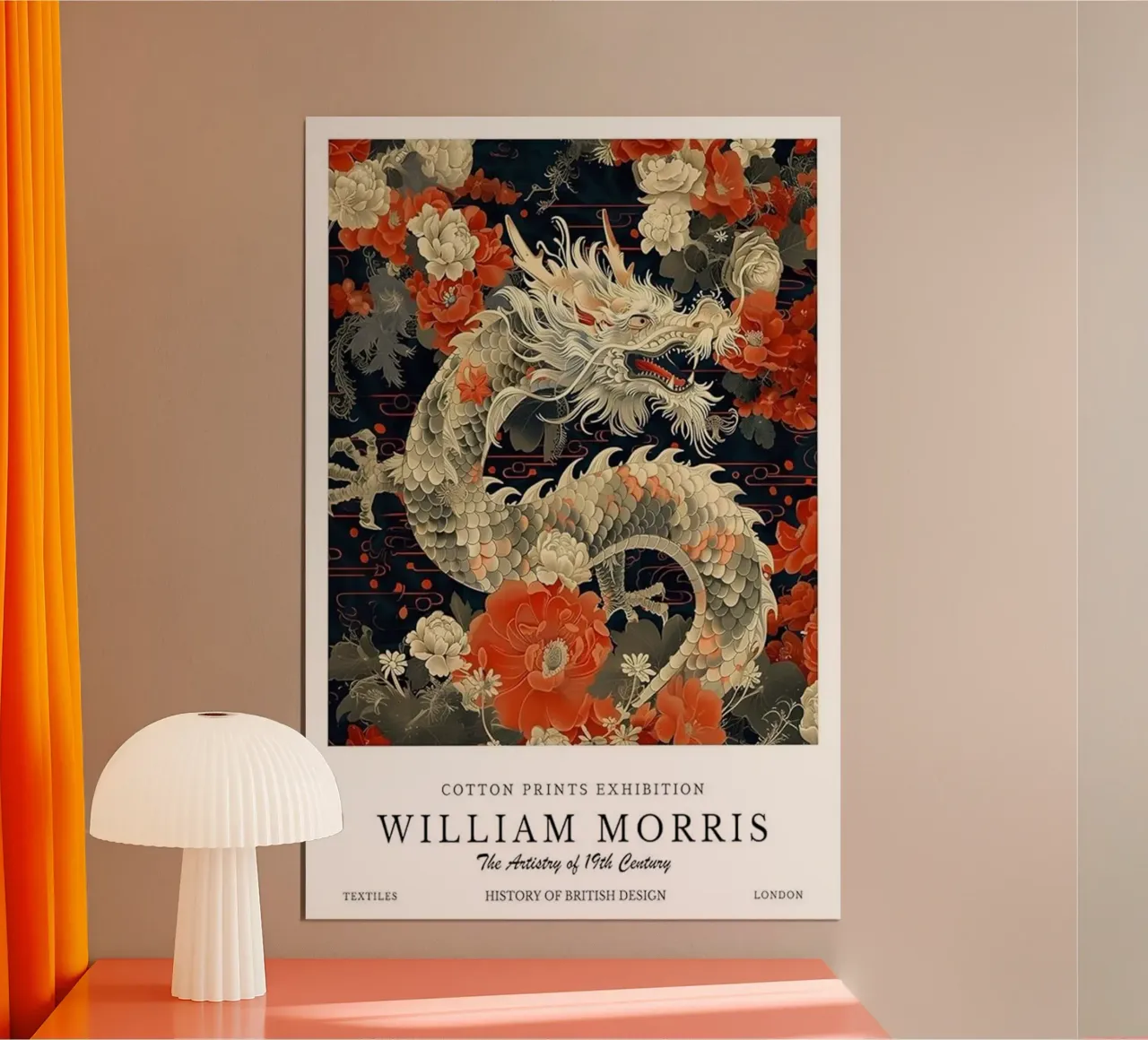 drago dai fiori rossi william morris poster con telaio in plastica da komo store