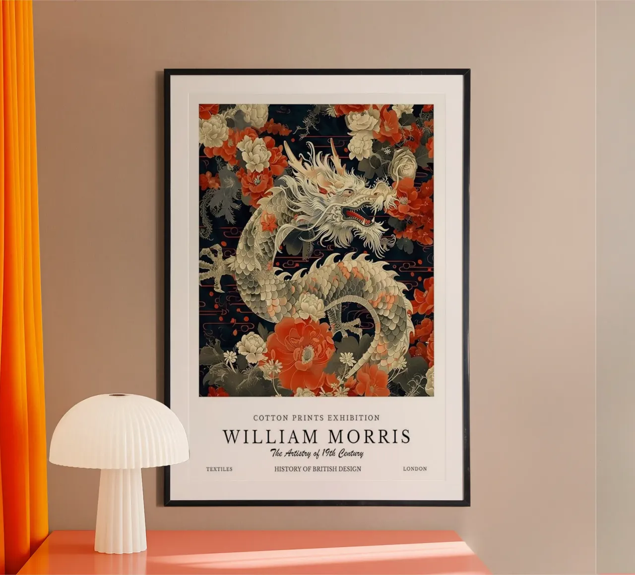 drago dai fiori rossi william morris poster con telaio in plastica da komo store