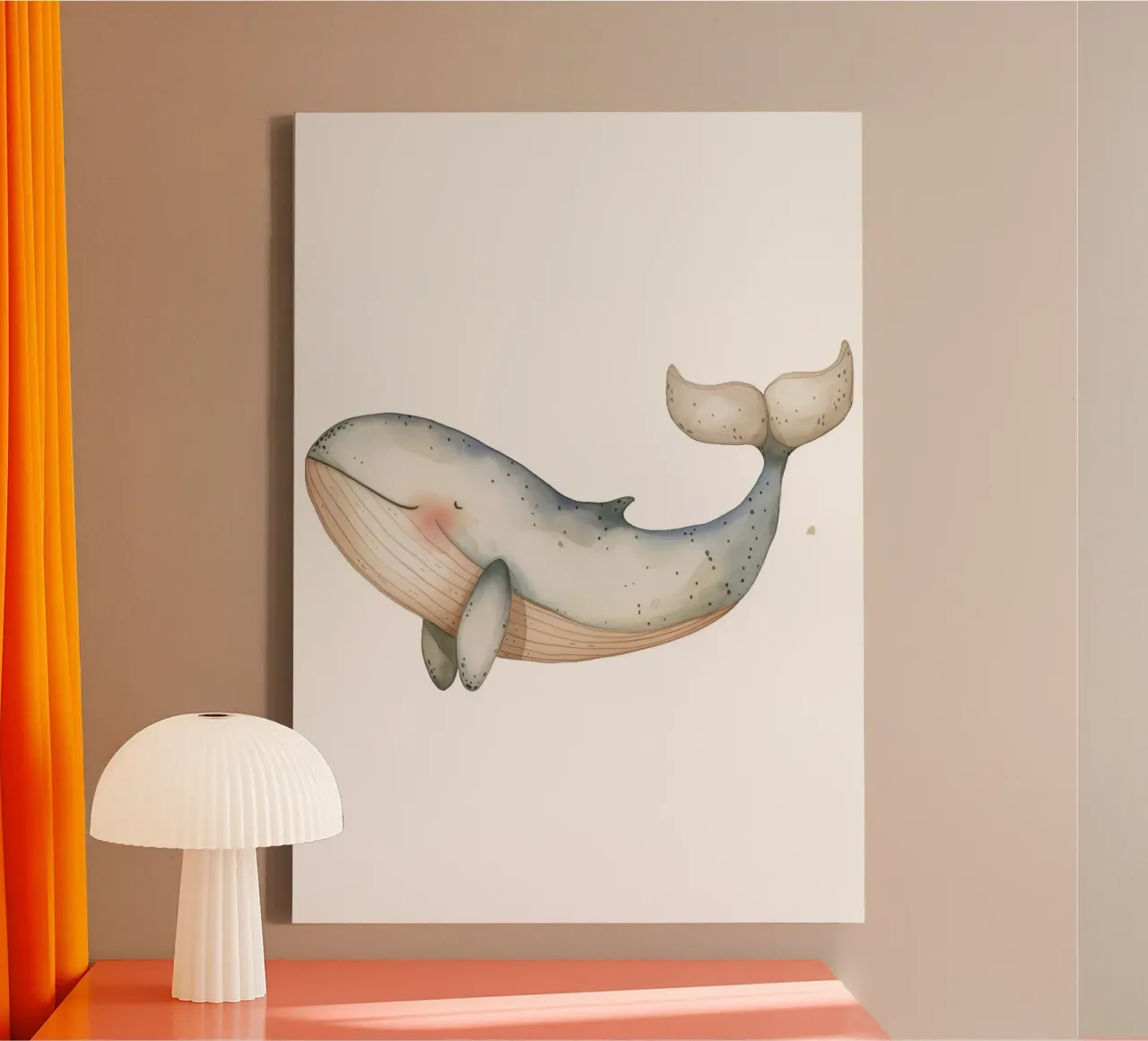 Serene walvis aquarel print - Ocean Nursery Wall Art canvas met Baklijst van ClubArt