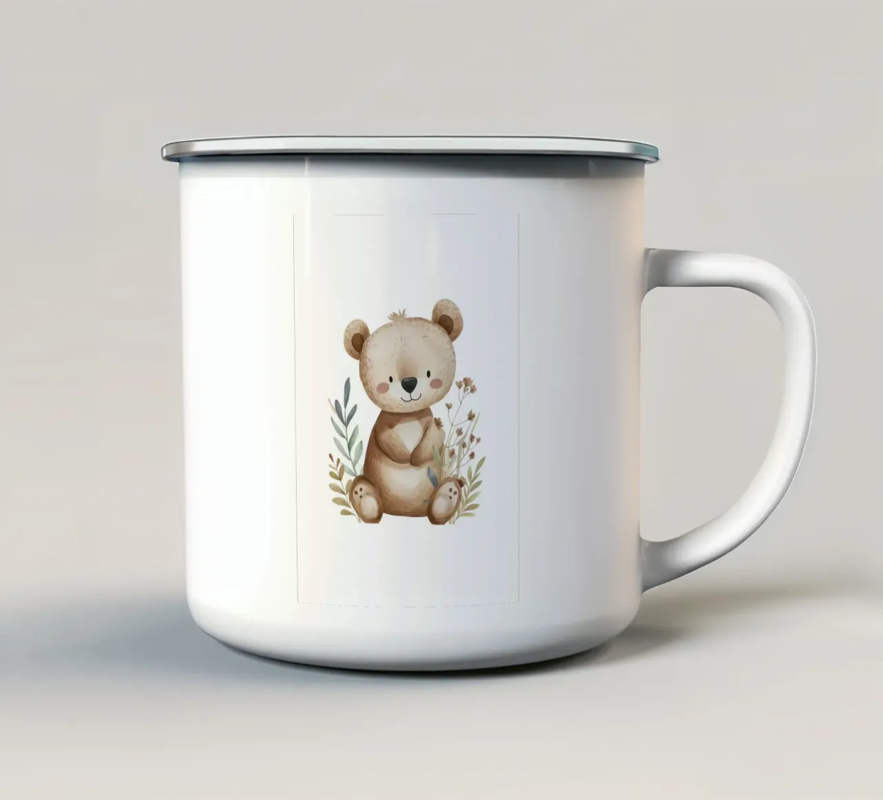 Stampa acquerellata di un simpatico orsetto - Vivaio Boho Woodland tazza in smalto da ClubArt
