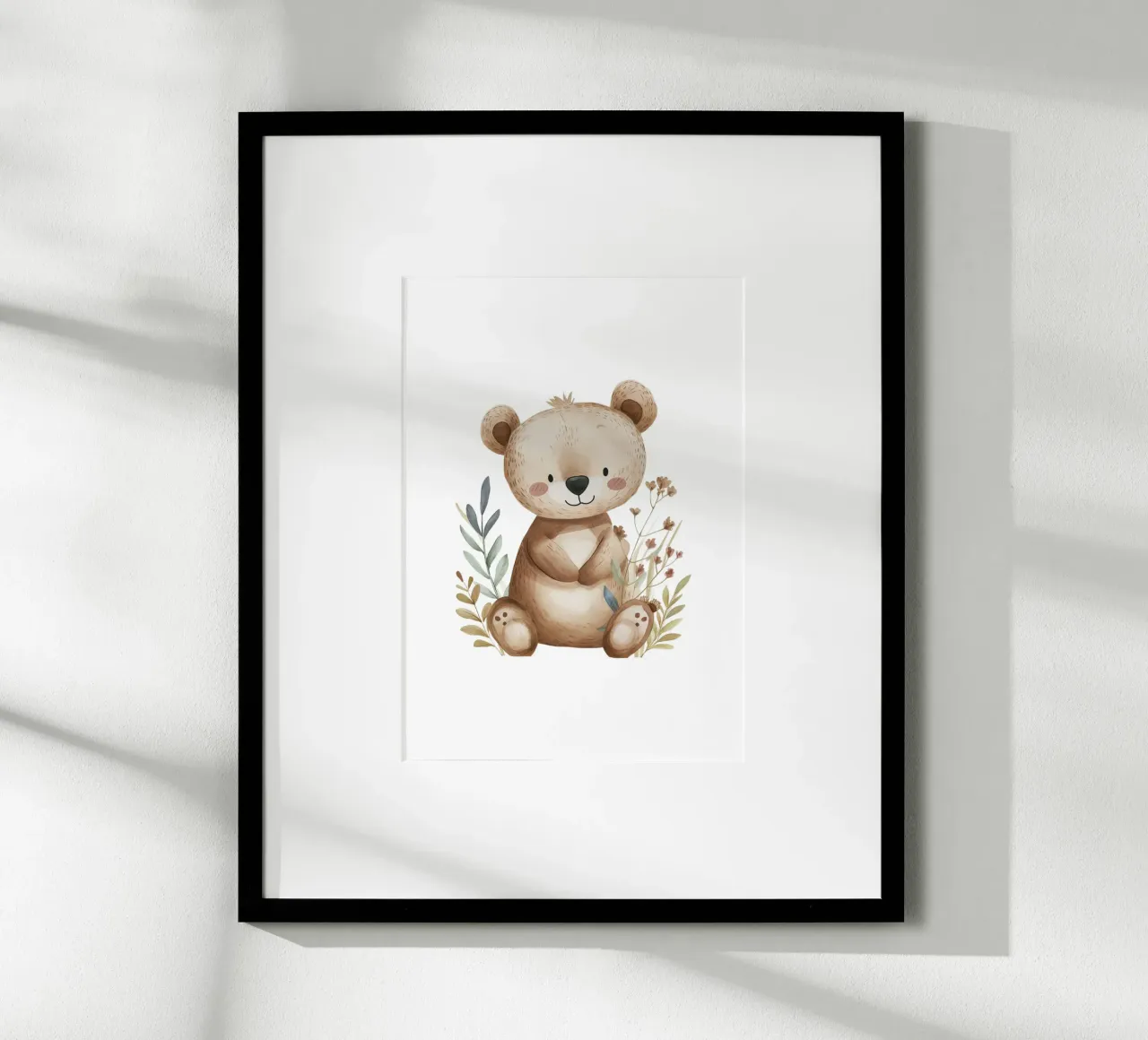 Stampa acquerellata di un simpatico orsetto - Vivaio Boho Woodland carta hahnemühle da ClubArt