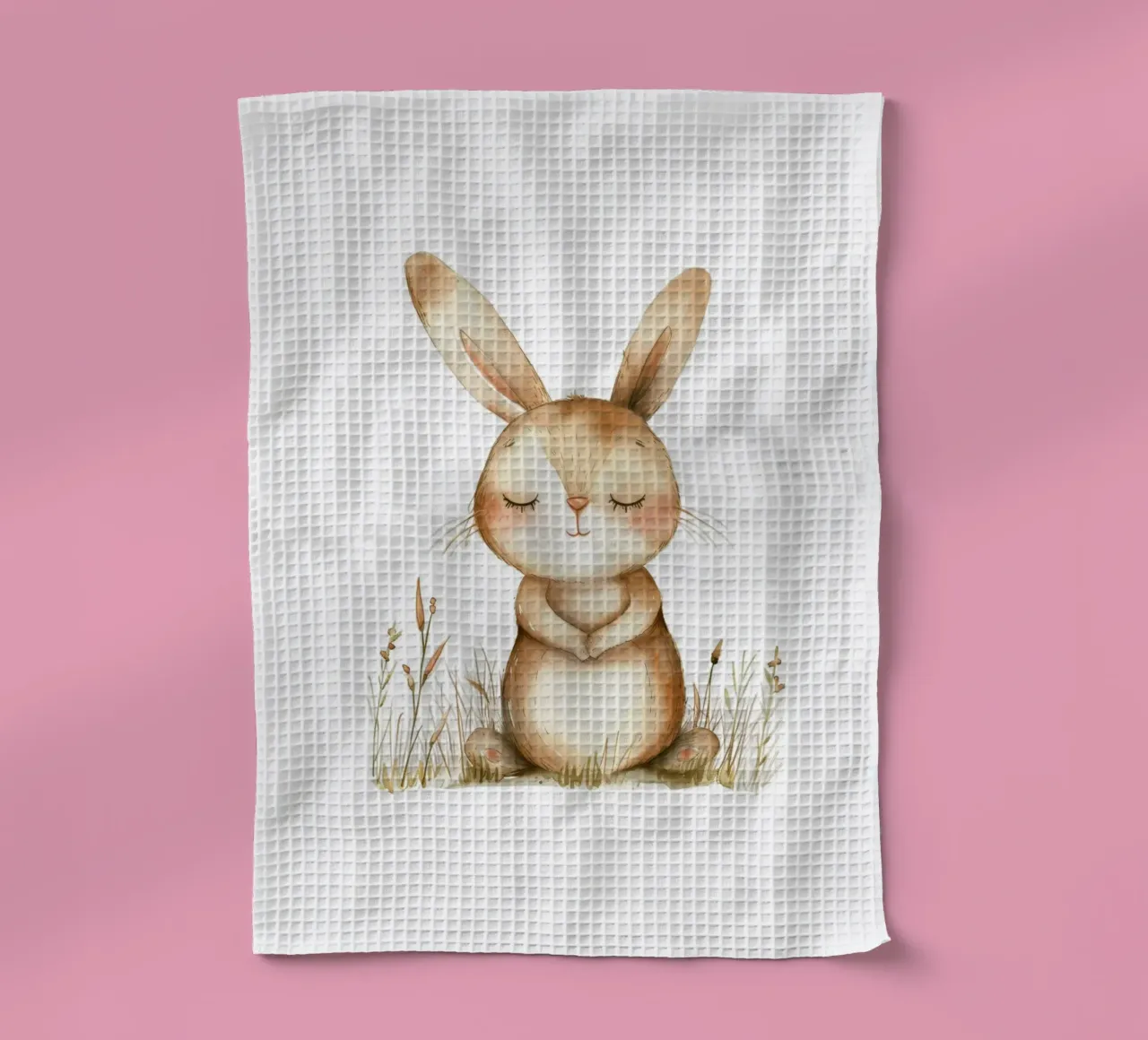 Sereno conejito de bebé acuarela Imprimir - Woodland Nursery Art paño de cocina de ClubArt