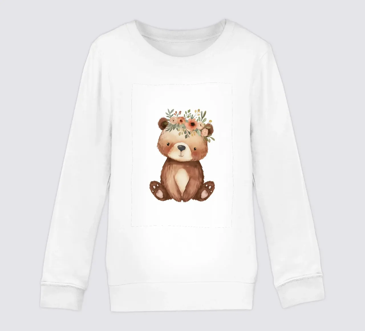 Oso Boho con Corona de Flores - Woodland Nursery Art sudadera para niño de ClubArt