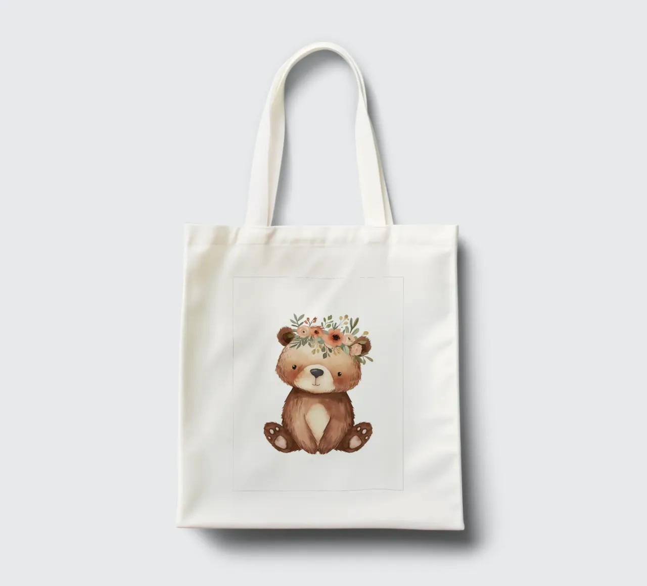 Orso bohémien con corona di fiori - Arte vivaistica del bosco borsa in juta da ClubArt