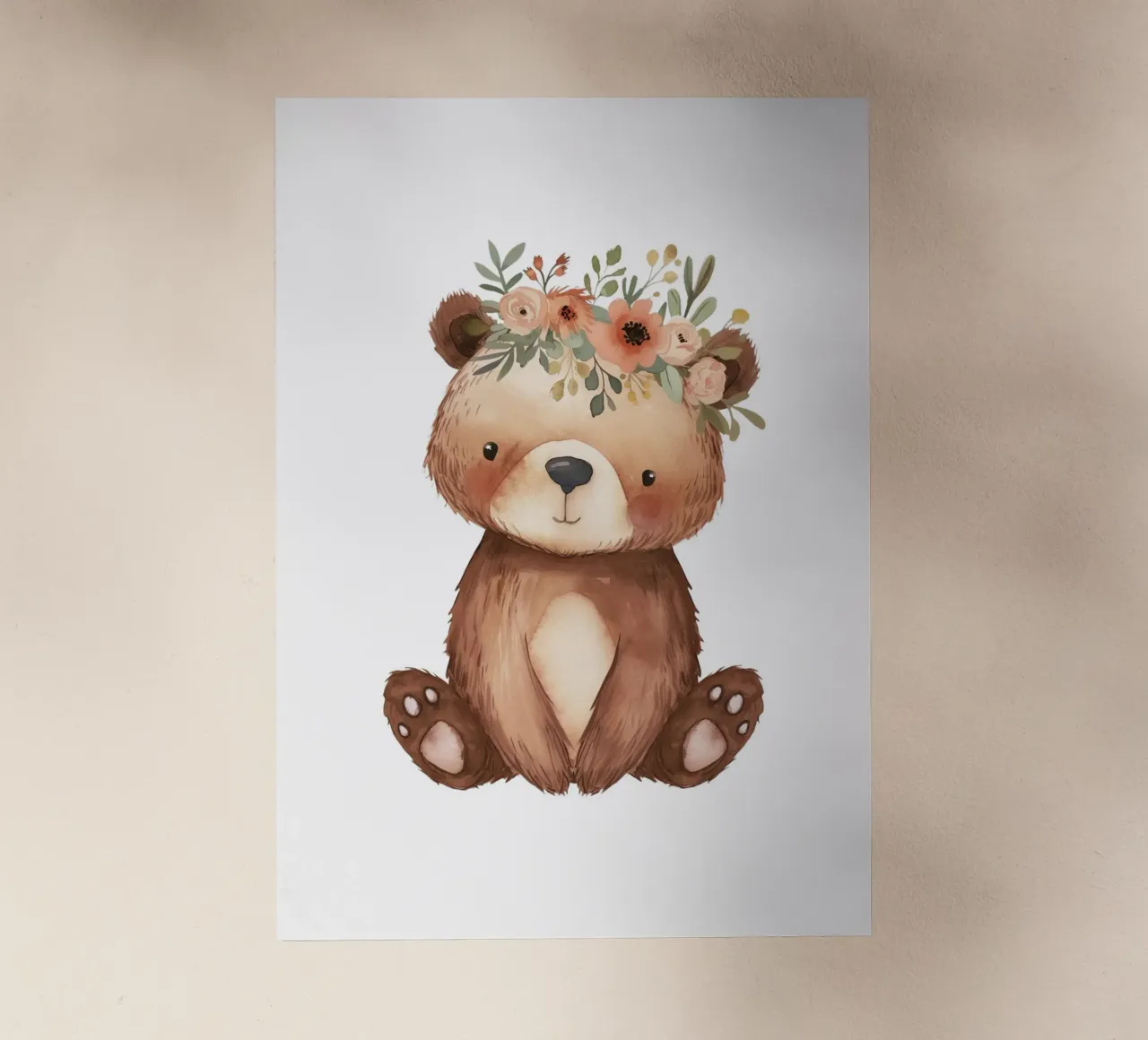 Orso bohémien con corona di fiori - Arte vivaistica del bosco pellicola backlit da ClubArt