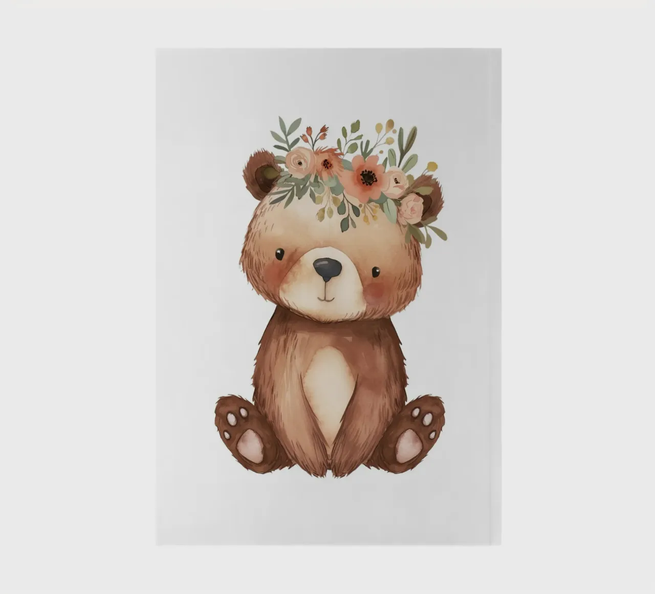 Boho Bear with Flower Crown - Woodland Nursery Art notebook by ClubArt