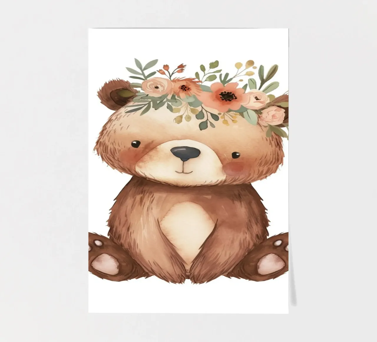 Boho Bär mit Blumenkrone - Woodland Nursery Art Stickerbogen von ClubArt