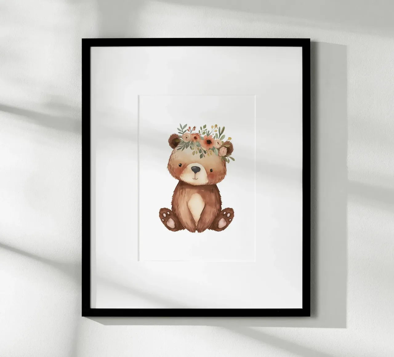 Boho Bär mit Blumenkrone - Woodland Nursery Art Hahnemühle von ClubArt