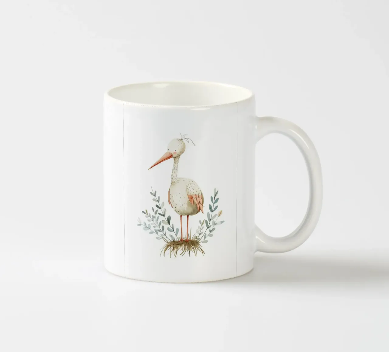 Stampa acquerellata di una cicogna carina - Vivaio Boho e arte degli uccelli tazza in ceramica da ClubArt