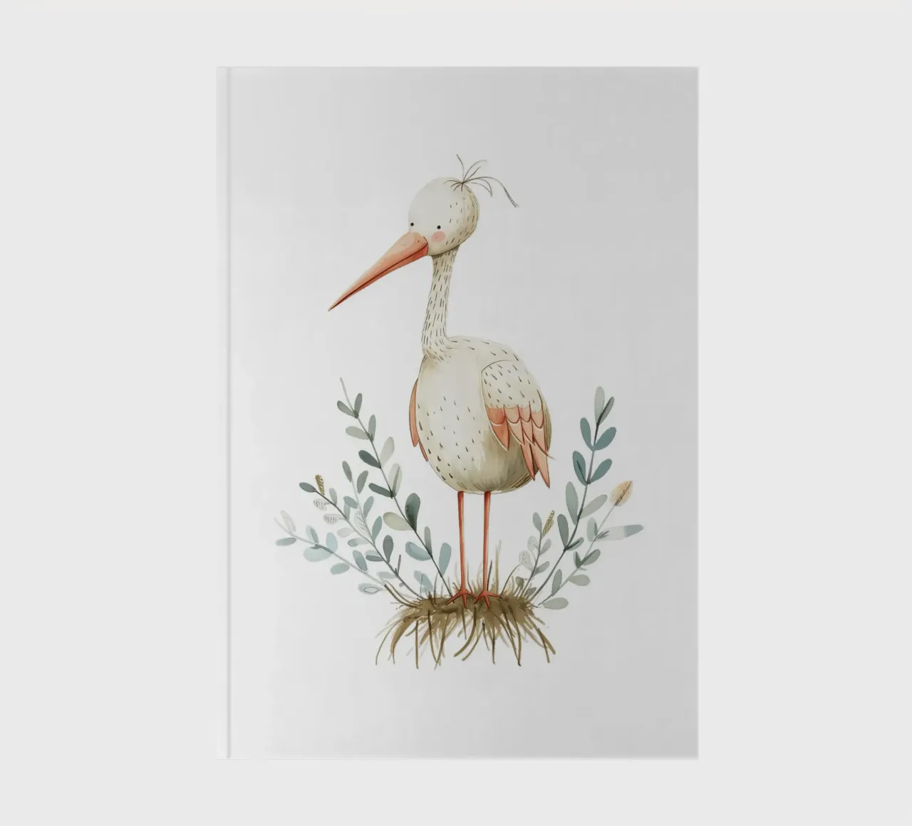 Cute Stork Watercolor Print - Boho Nursery & Bird Art notebook by ClubArt