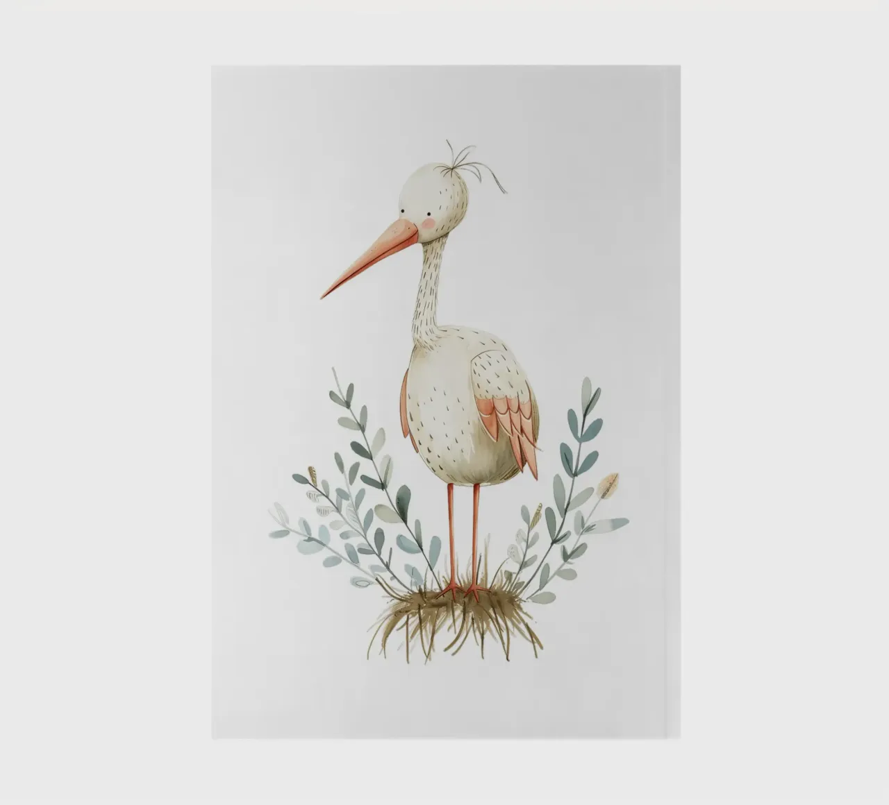 Cute Stork Watercolor Print - Boho Nursery & Bird Art notebook by ClubArt