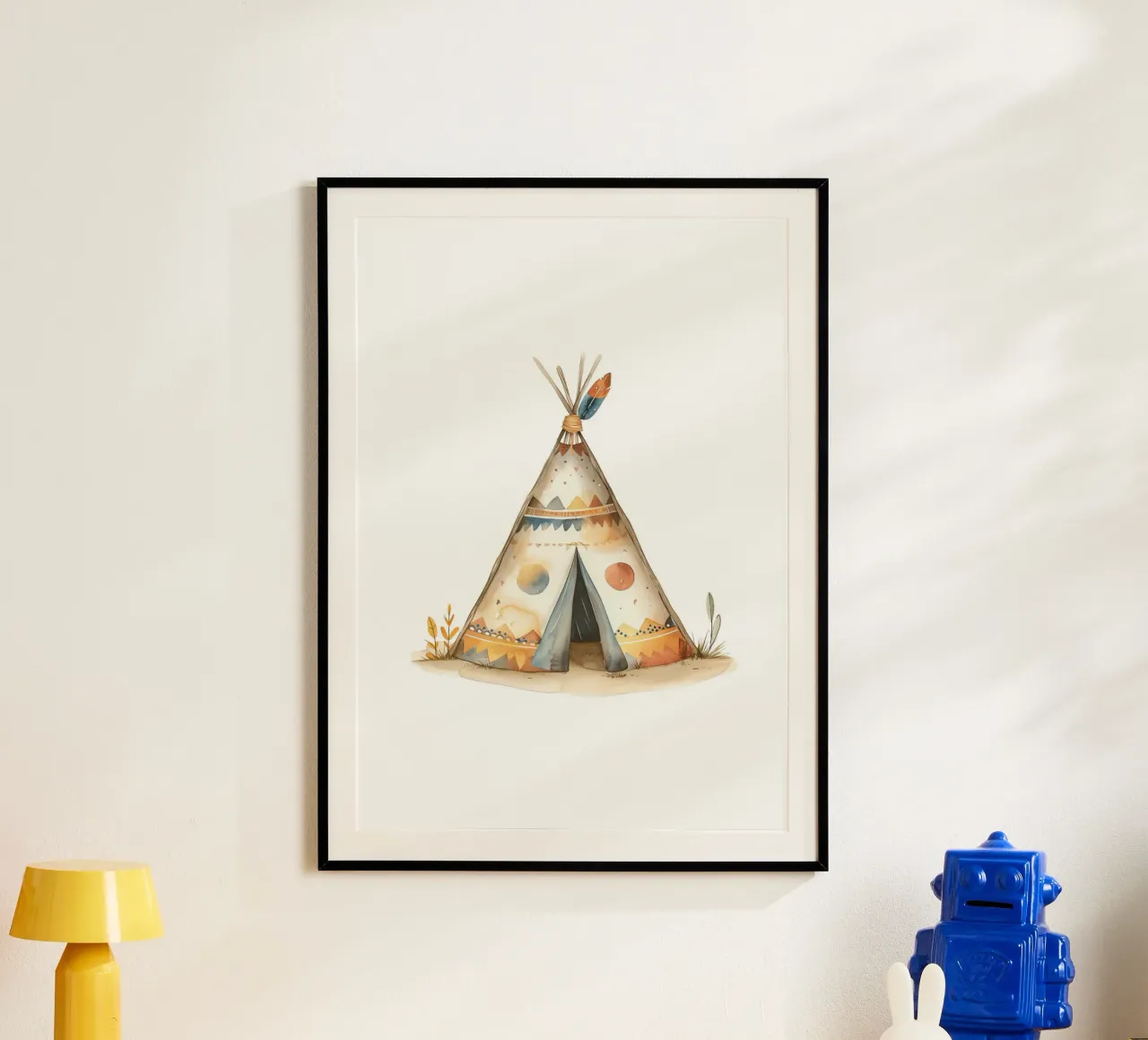 Tenda Teepee Boho stampata ad acquerello - Decorazione tribale per la cameretta poster con telaio in plastica da ClubArt