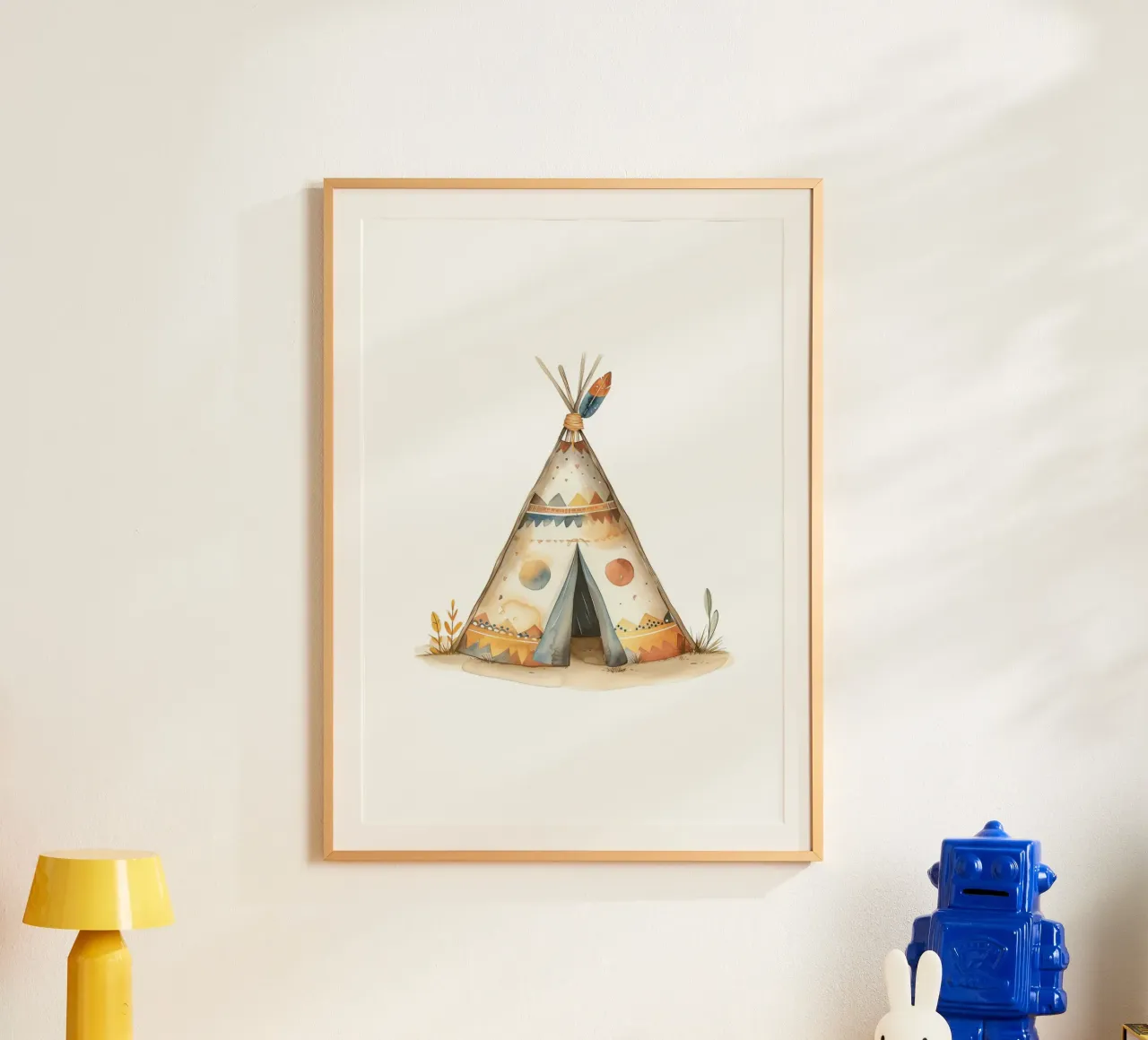 Tenda Teepee Boho stampata ad acquerello - Decorazione tribale per la cameretta poster con telaio in plastica da ClubArt