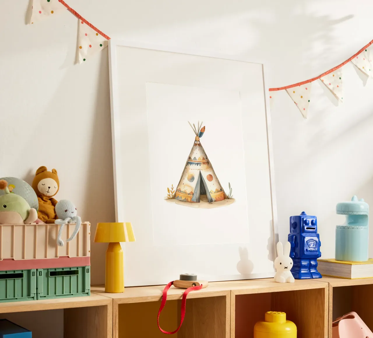 Tenda Teepee Boho stampata ad acquerello - Decorazione tribale per la cameretta poster con telaio in plastica da ClubArt