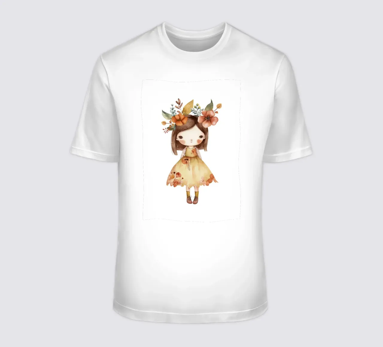 Ragazza autunnale con corona floreale - Acquerello per bambini Boho t-shirt da ClubArt