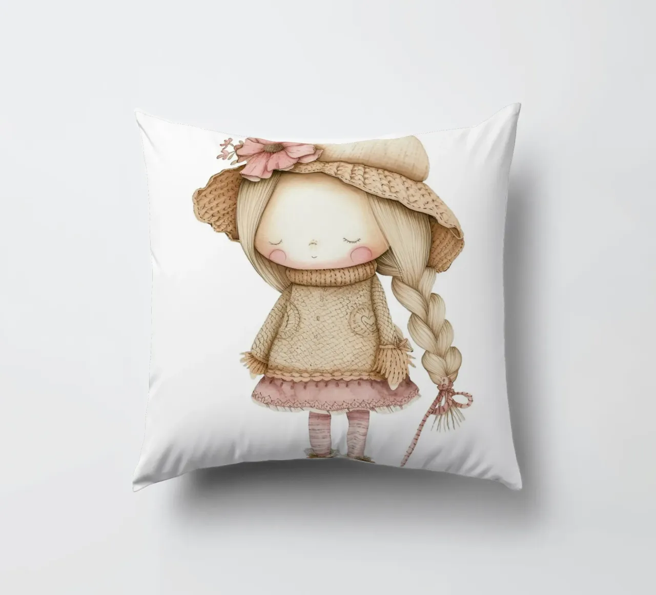 Dolce acquerello a treccia - Decorazioni per bambini e camerette in stile bohémien cuscino da ClubArt