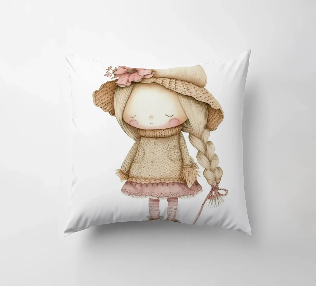 Dolce acquerello a treccia - Decorazioni per bambini e camerette in stile bohémien cuscino da ClubArt