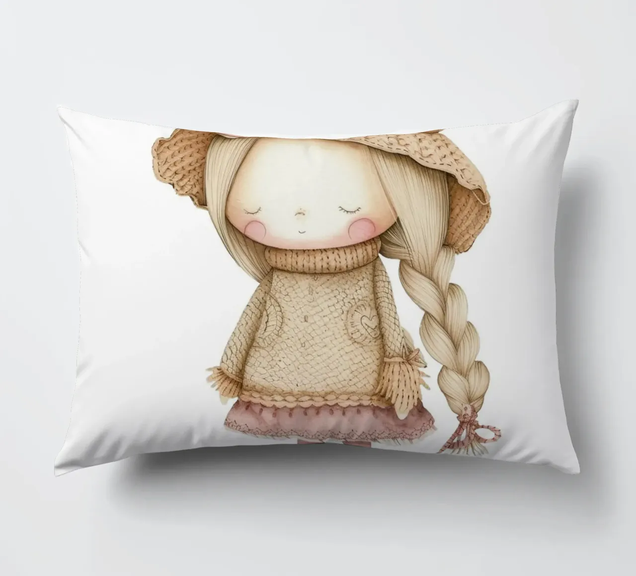 Dolce acquerello a treccia - Decorazioni per bambini e camerette in stile bohémien cuscino da ClubArt