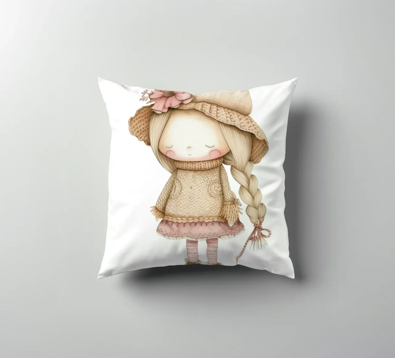 Dolce acquerello a treccia - Decorazioni per bambini e camerette in stile bohémien cuscino da ClubArt