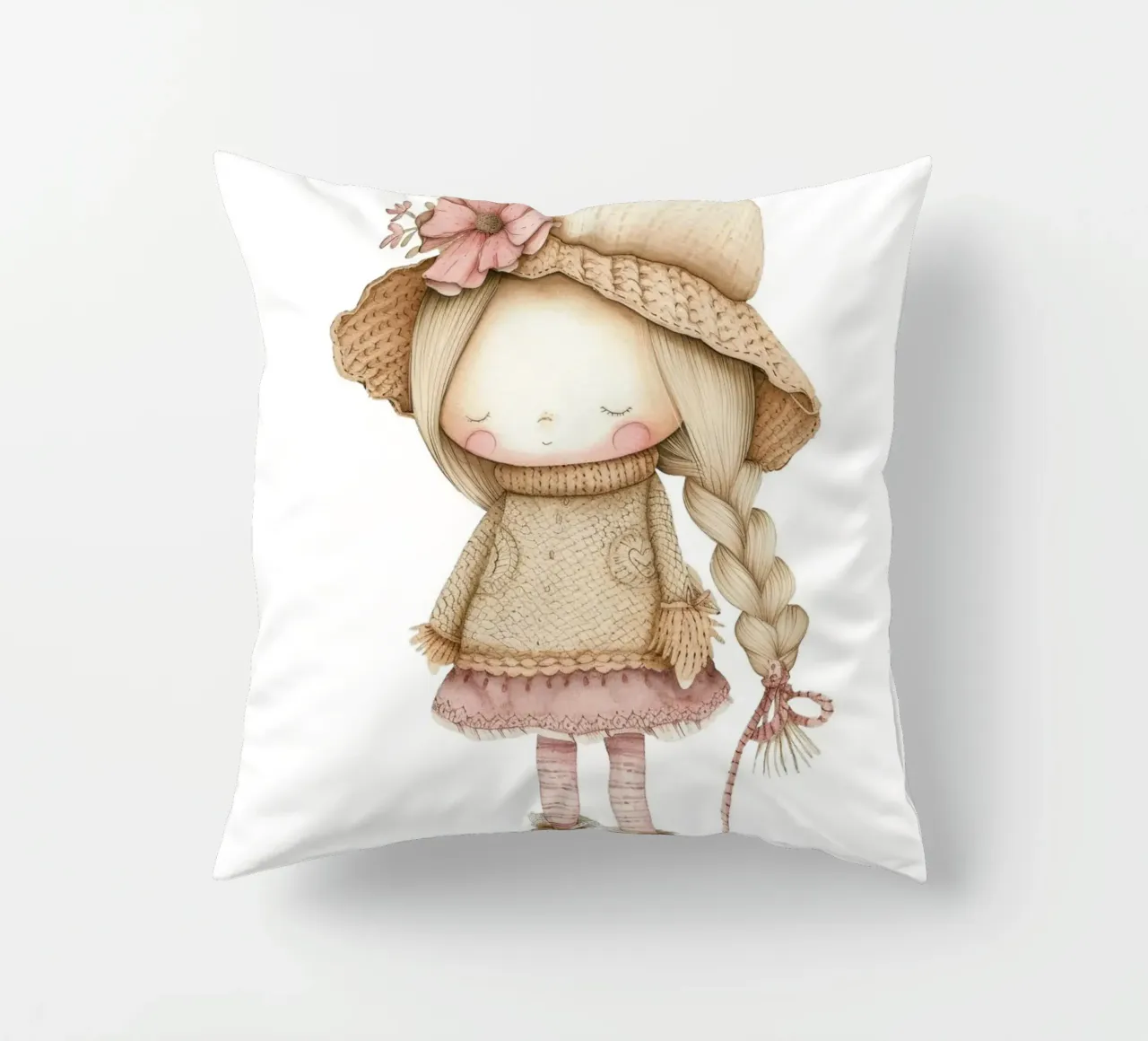 Dolce acquerello a treccia - Decorazioni per bambini e camerette in stile bohémien cuscino da ClubArt