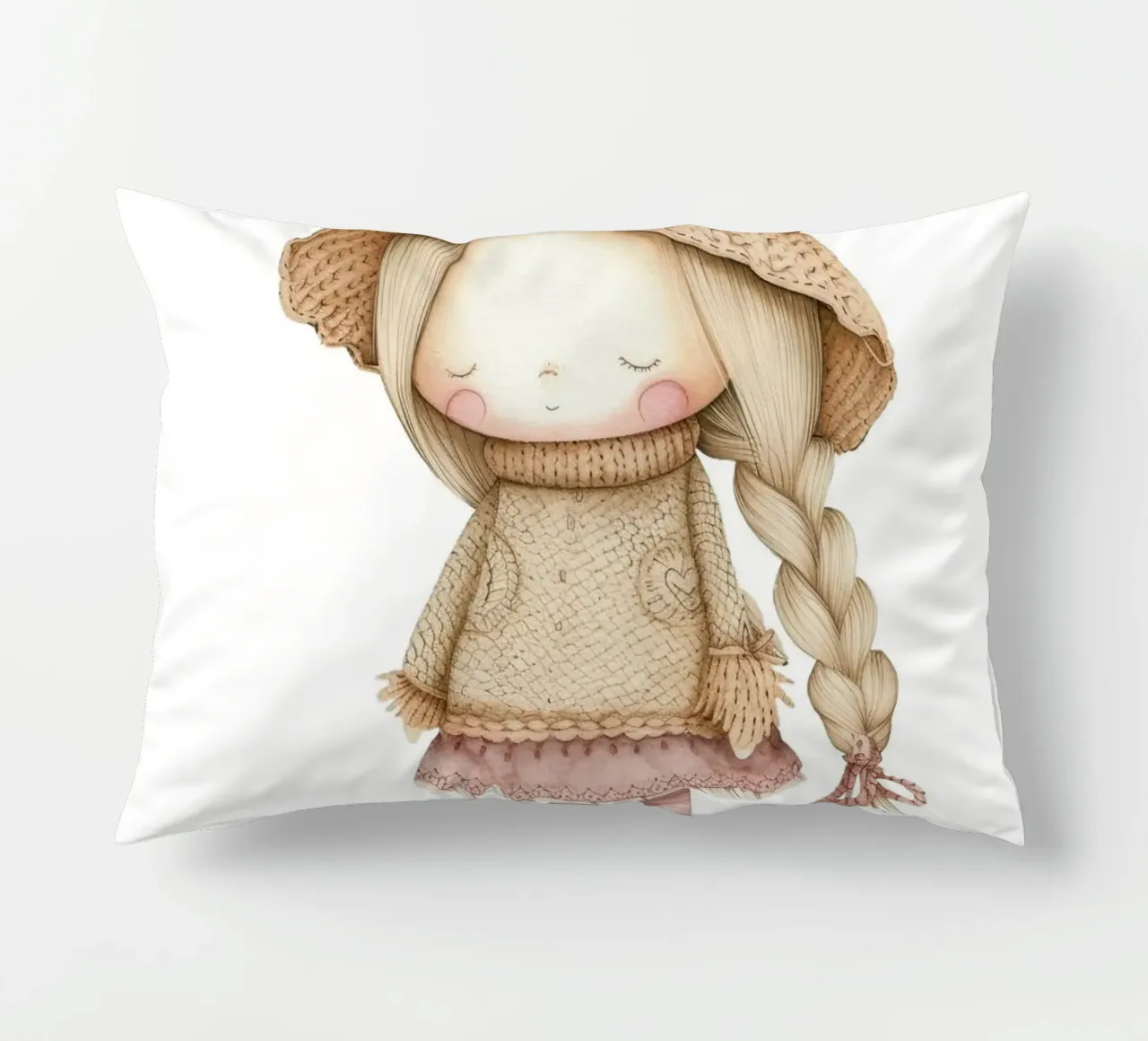 Dolce acquerello a treccia - Decorazioni per bambini e camerette in stile bohémien cuscino da ClubArt
