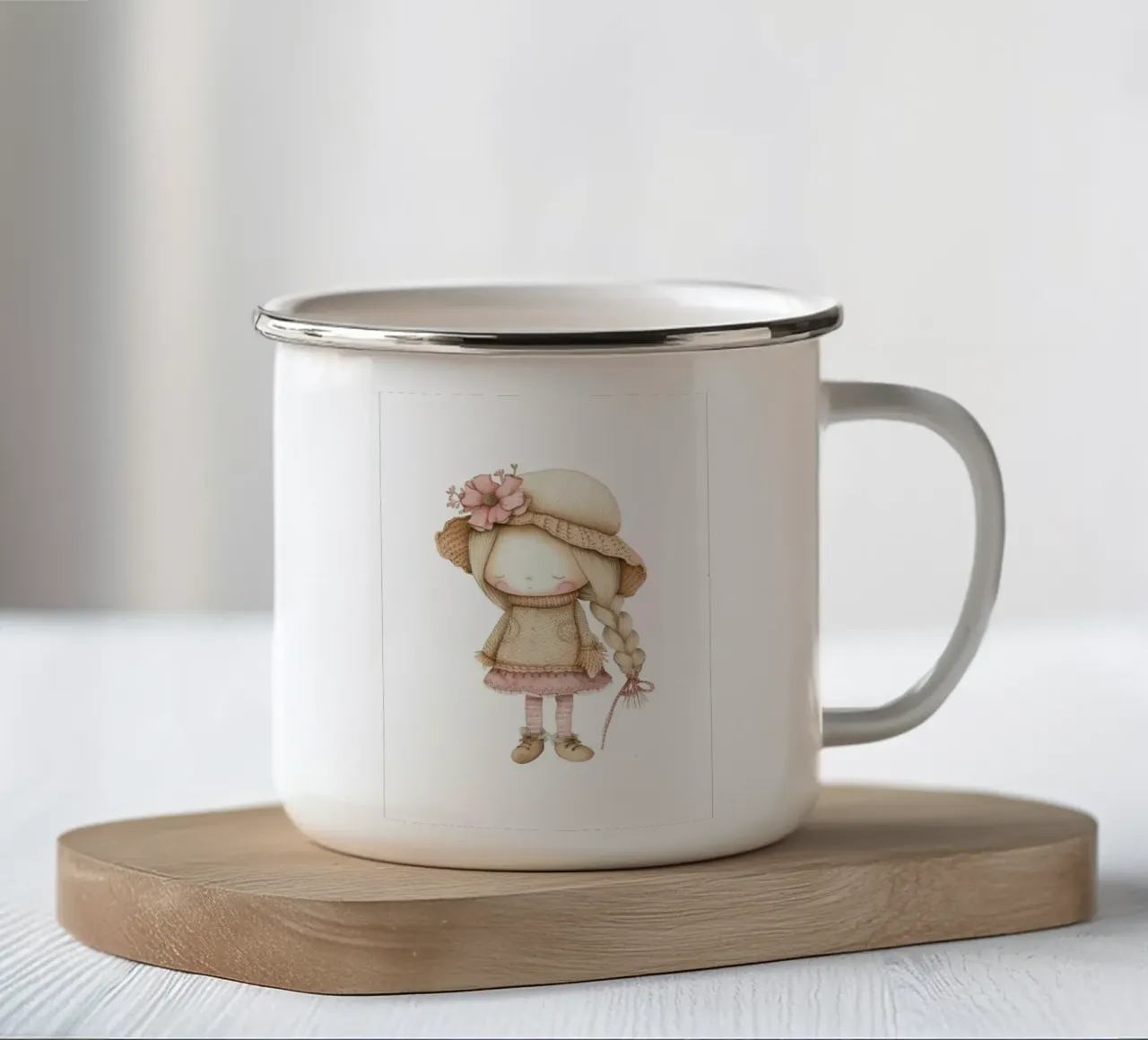 Dolce acquerello a treccia - Decorazioni per bambini e camerette in stile bohémien tazza in smalto da ClubArt