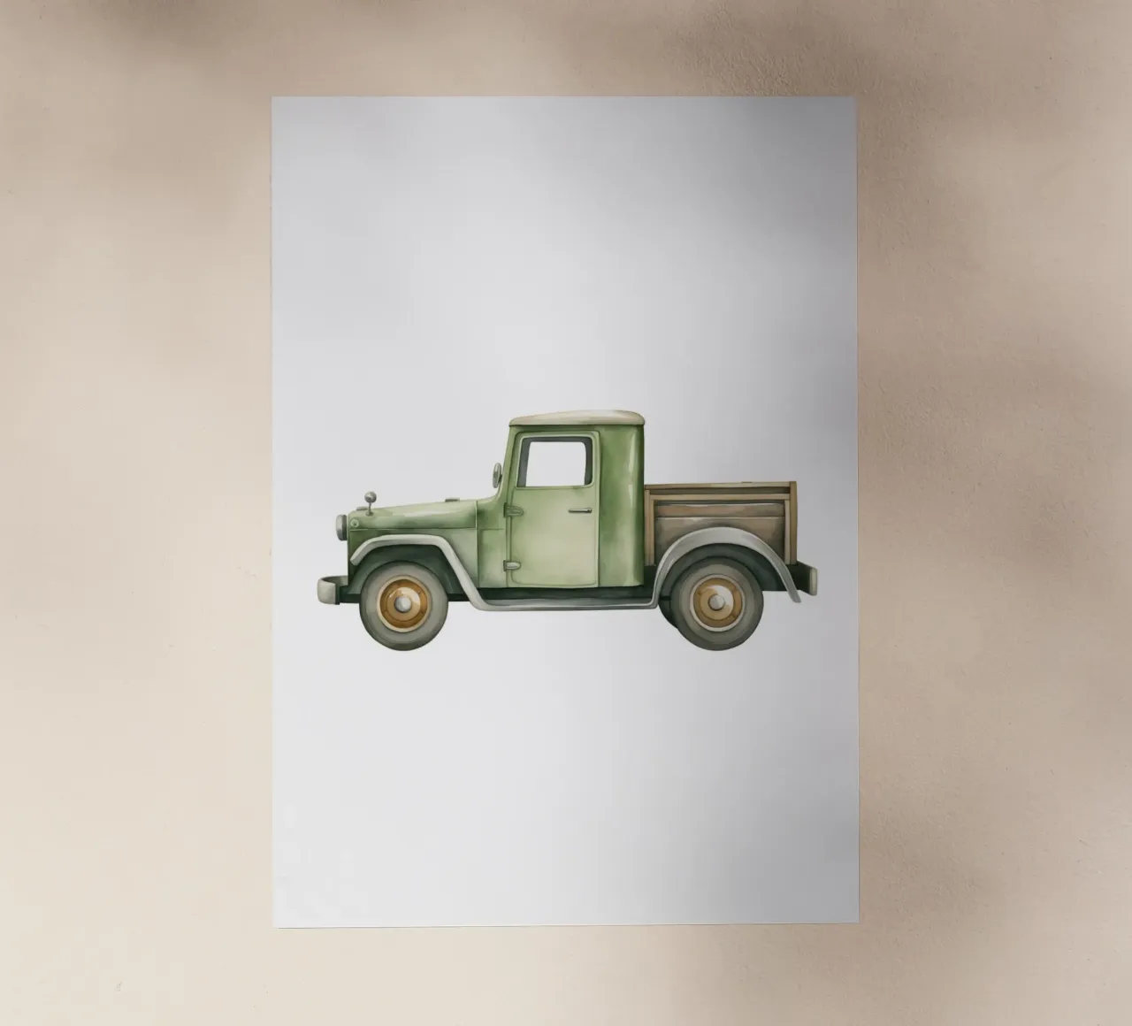 Acquerello sul camioncino verde vintage - Decorazione per la camera dei ragazzi pellicola backlit da ClubArt