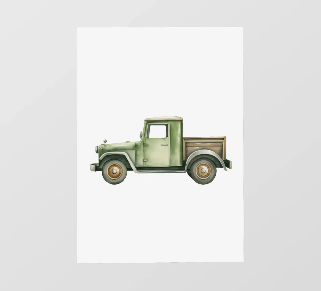 Acquerello sul camioncino verde vintage - Decorazione per la camera dei ragazzi pellicola backlit da ClubArt