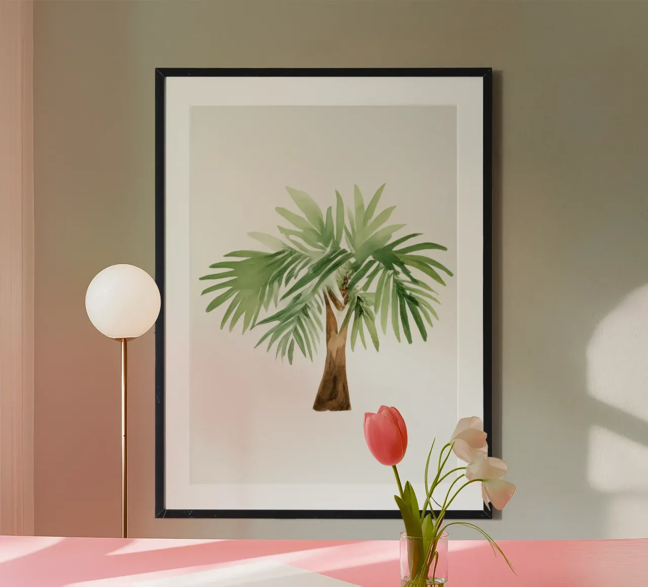 Palmera tropical en acuarela - Decoración costera y boho poster de ClubArt