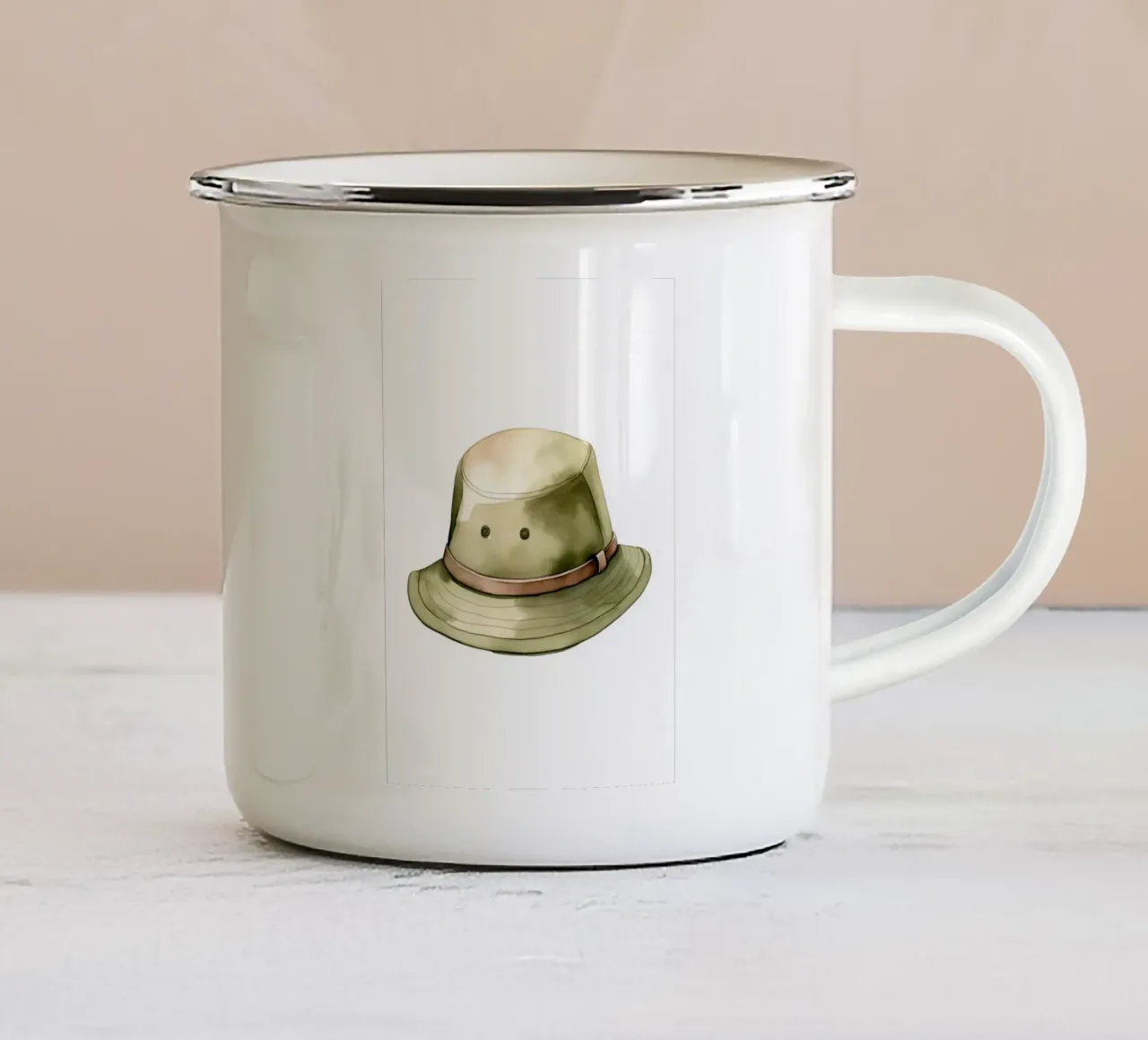 Stampa acquerellata del cappello Safari Adventure - Decorazione per la stanza degli esploratori tazza in smalto da ClubArt