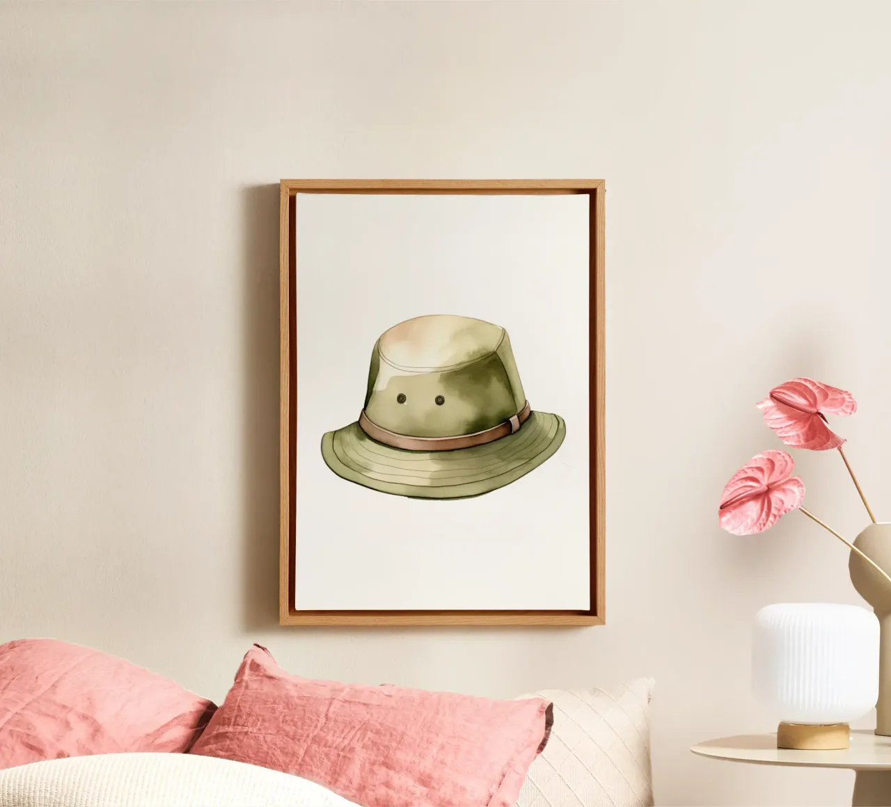 Stampa acquerellata del cappello Safari Adventure - Decorazione per la stanza degli esploratori tela con Cornice a cassetta da ClubArt