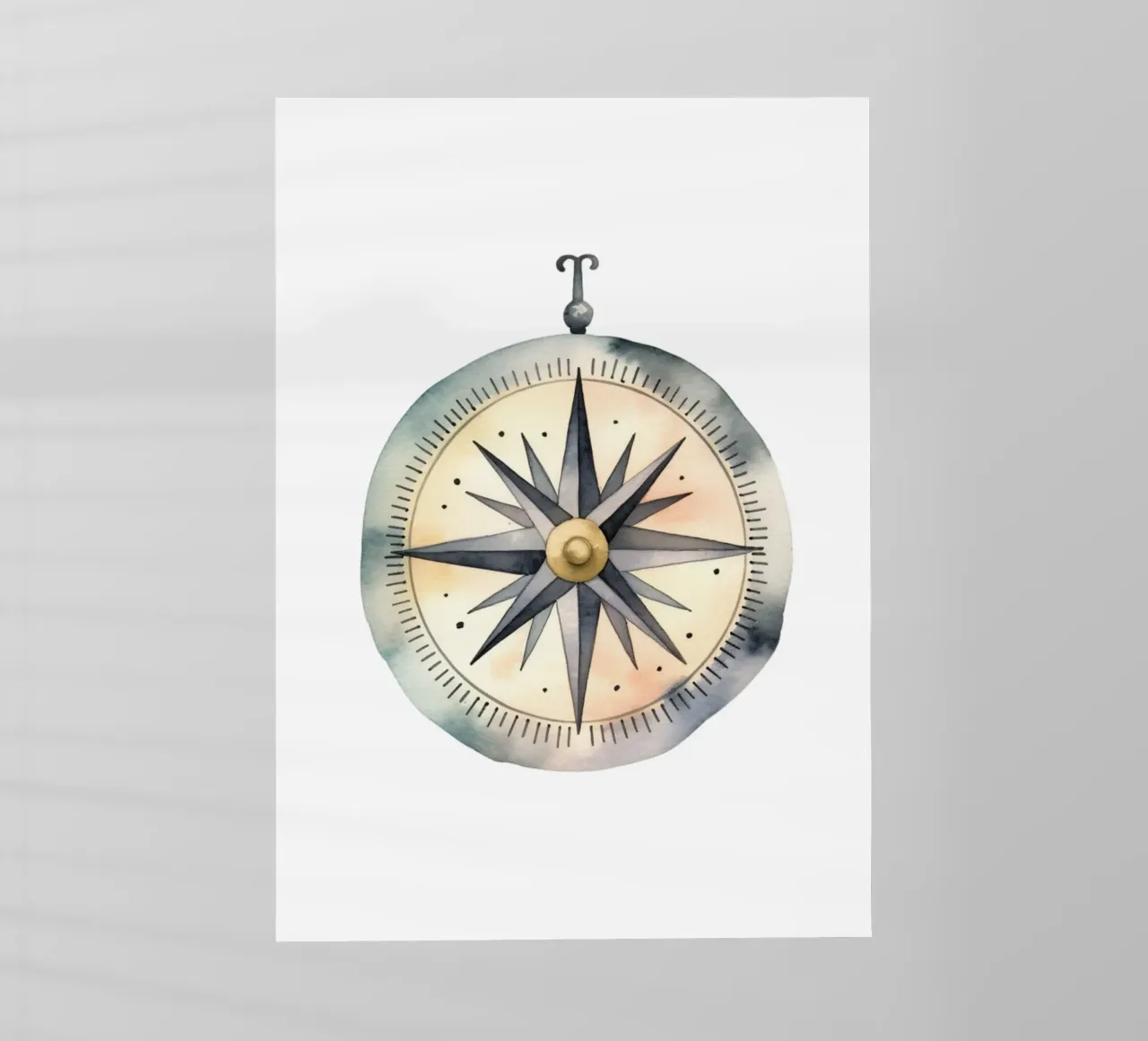 Antique Compass Watercolor Print - Nautical Adventure Decor backlit film by ClubArt