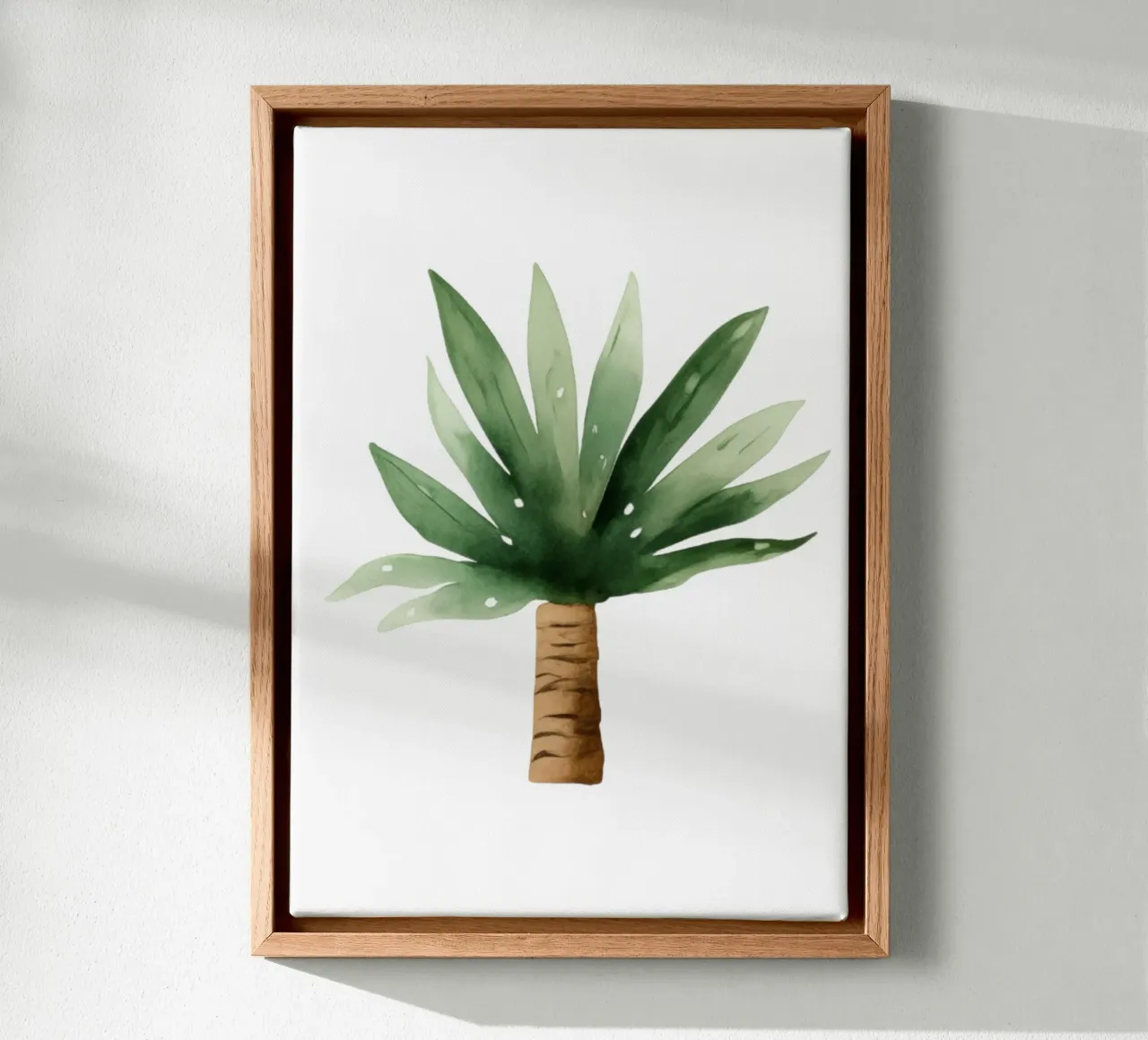Stampa d'arte acquerellata di una mini palma - Decorazione tropicale tela con Cornice a cassetta da ClubArt
