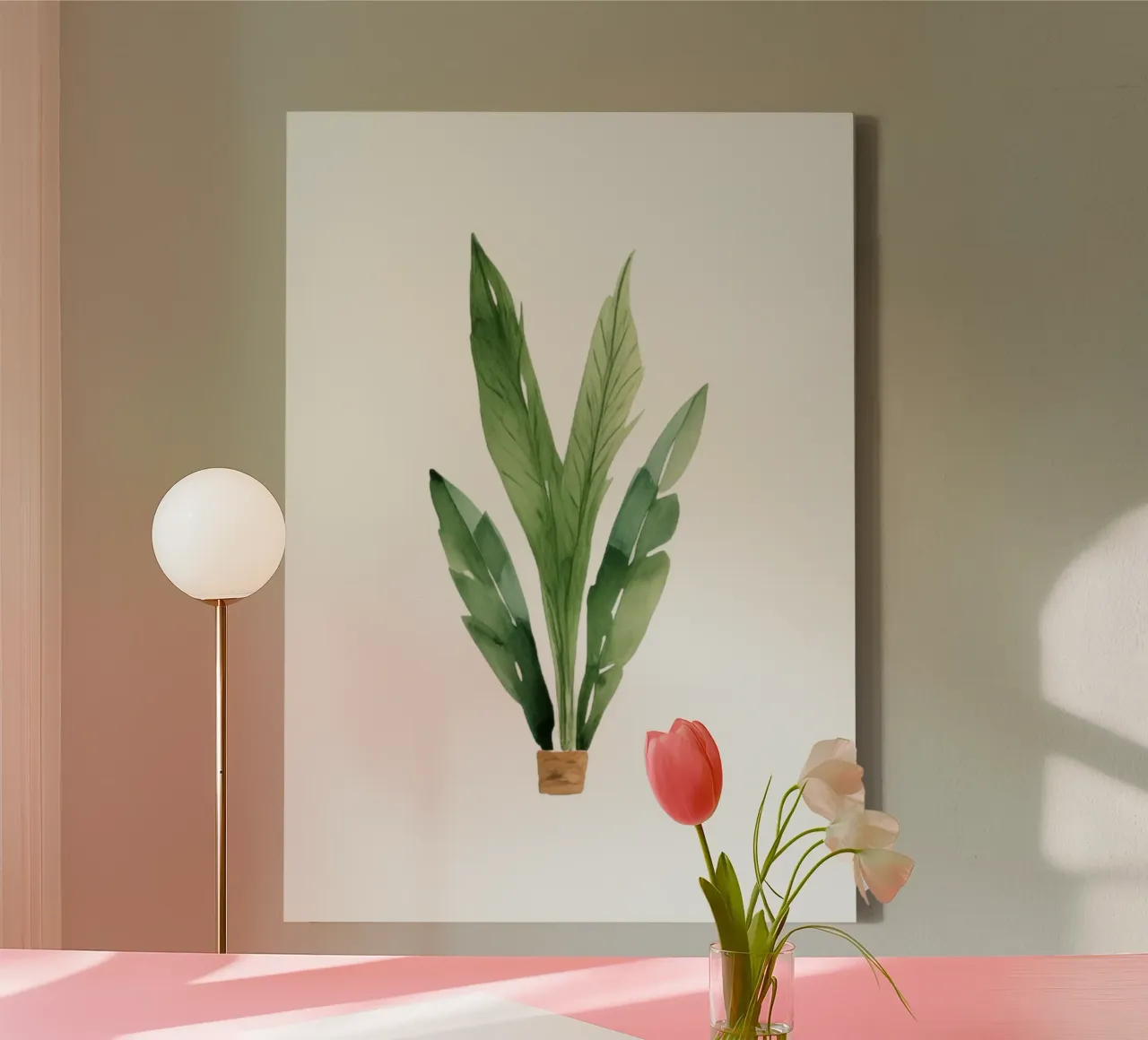Tropische bladeren aquarel kunstdruk - Botanisch decor canvas met Baklijst van ClubArt