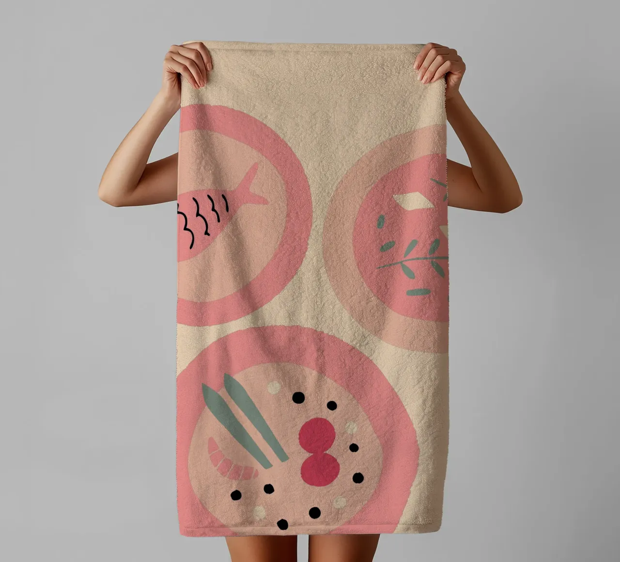 Tre piatti per la cena asciugamano da bagno da TRENDY POSTER SHOP