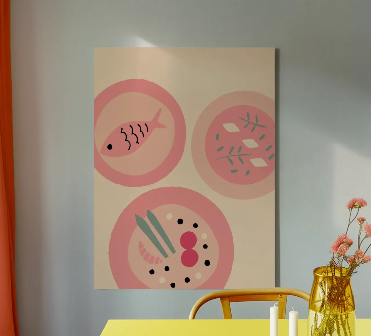 Tre piatti per la cena tela con Cornice a cassetta da TRENDY POSTER SHOP