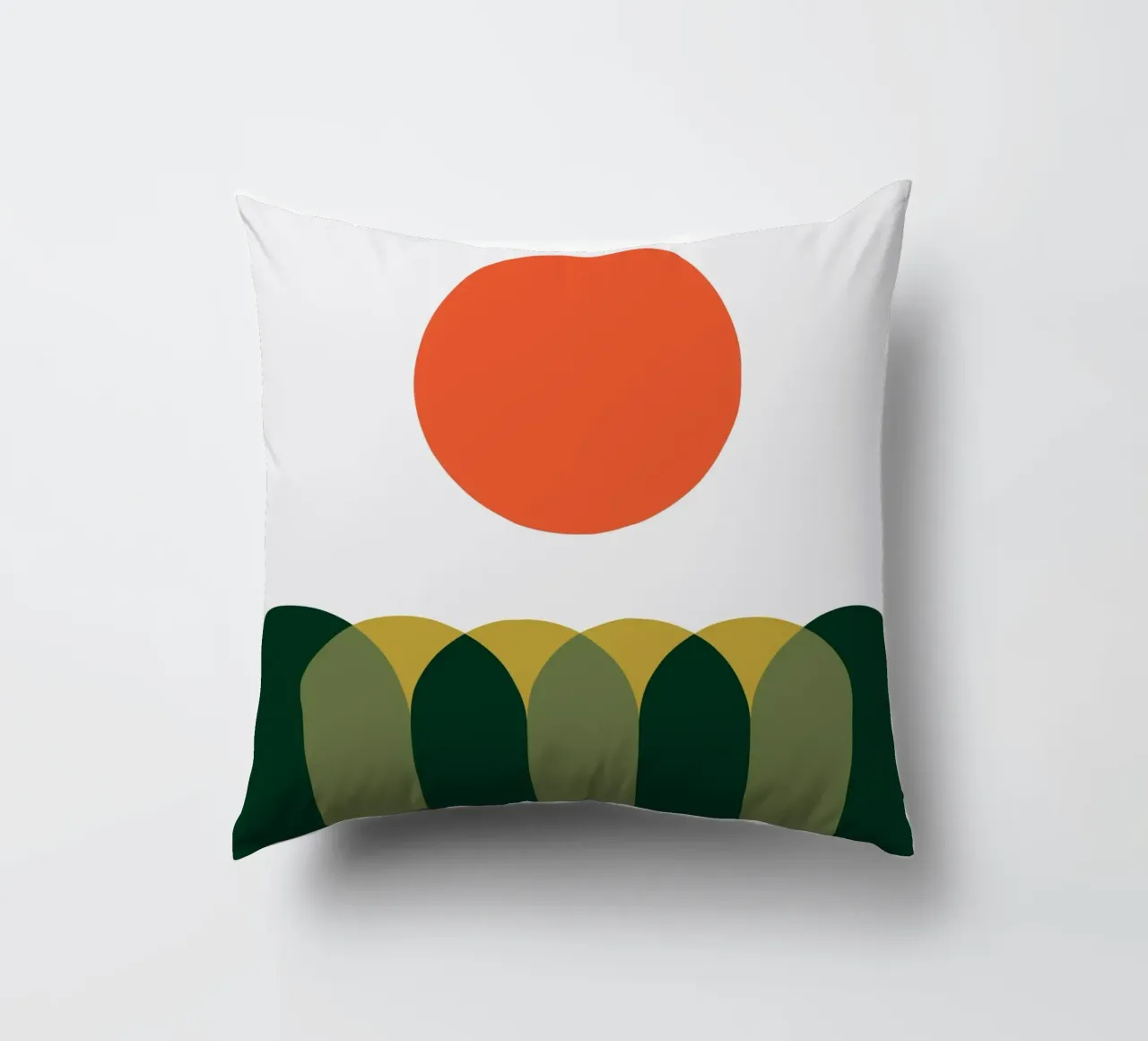Landscape Green Sunrise decorative cushion by galihstudio
