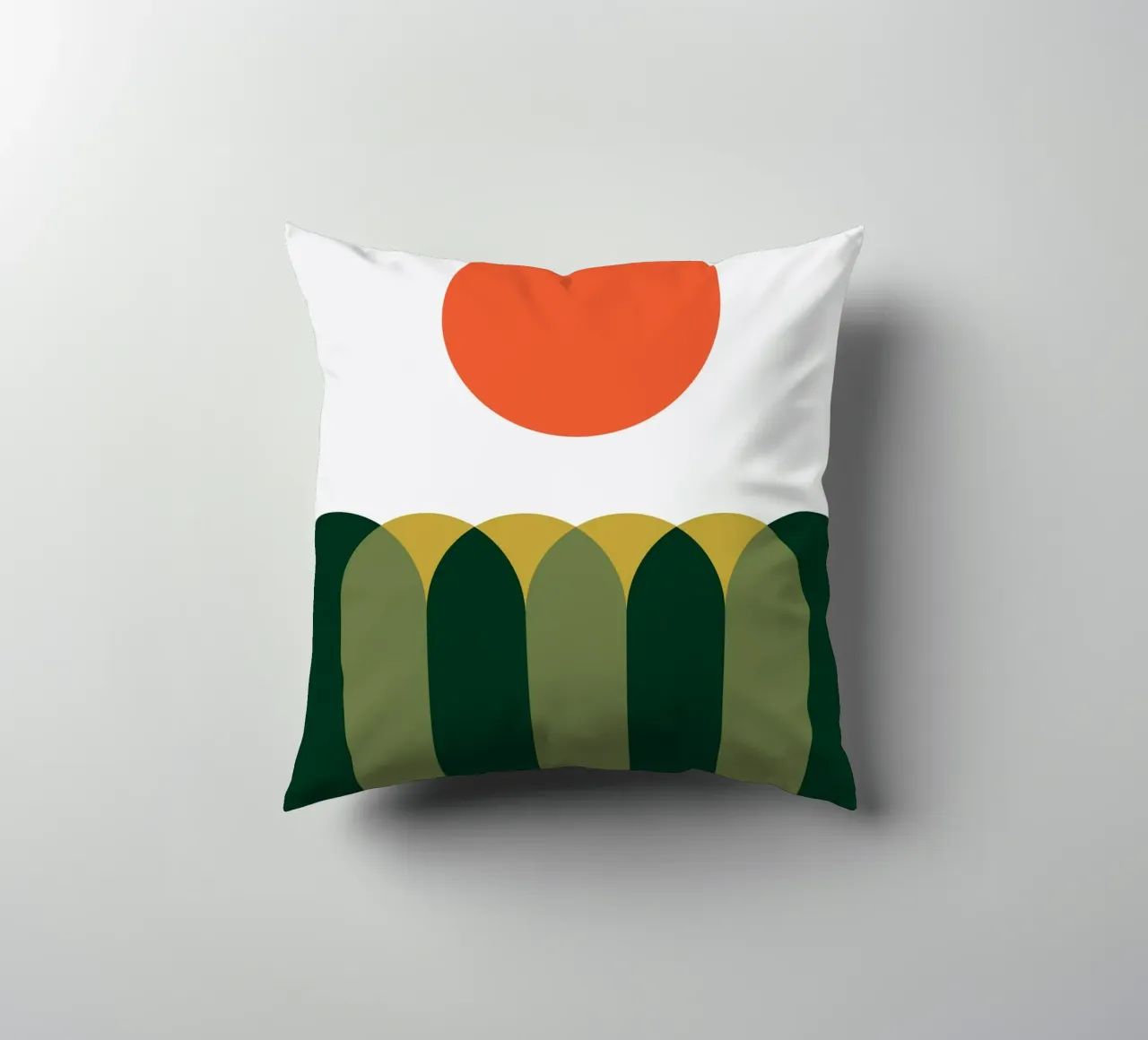 Landscape Green Sunrise decorative cushion by galihstudio