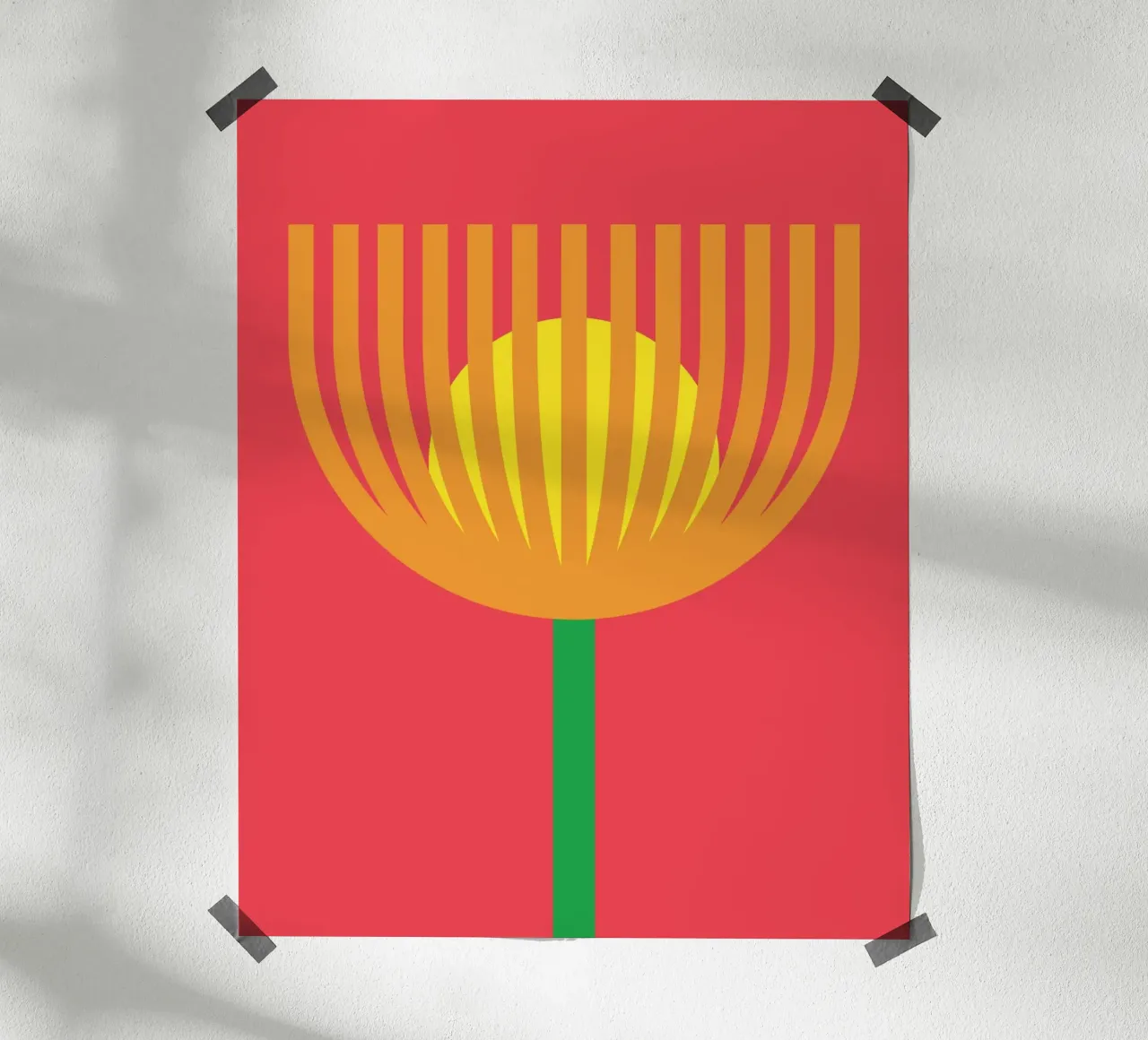 Sogno floreale rosso poster con telaio in legno da galihstudio