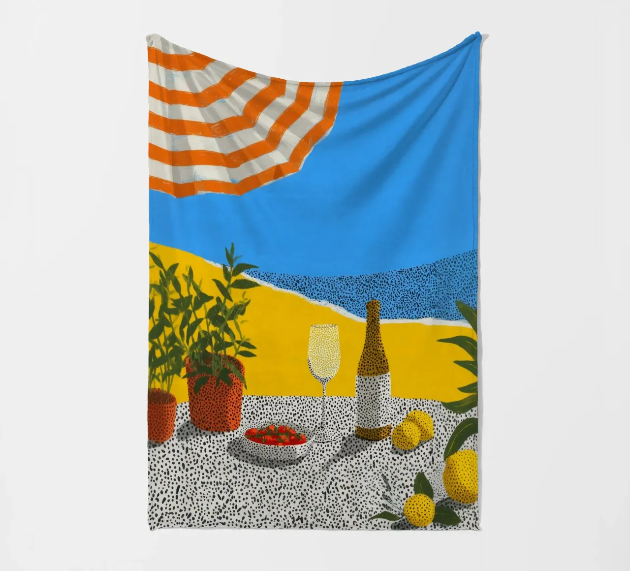 Summer calm with points fleece blanket by Carinaprint