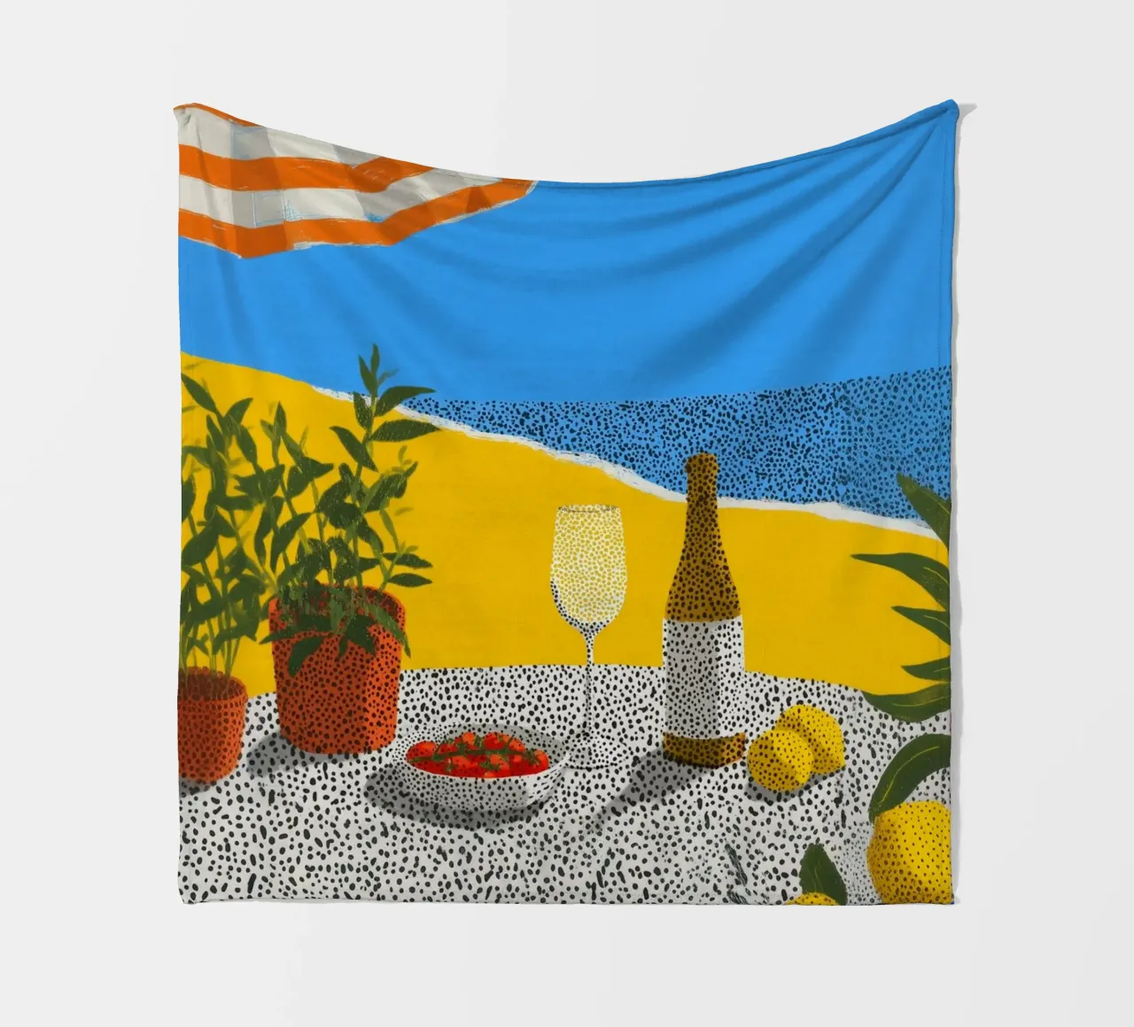 Summer calm with points fleece blanket by Carinaprint
