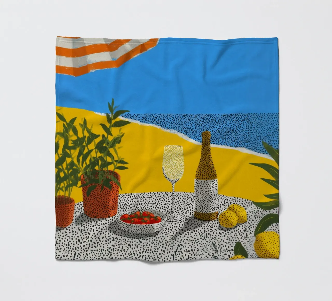 Summer calm with points fleece blanket by Carinaprint