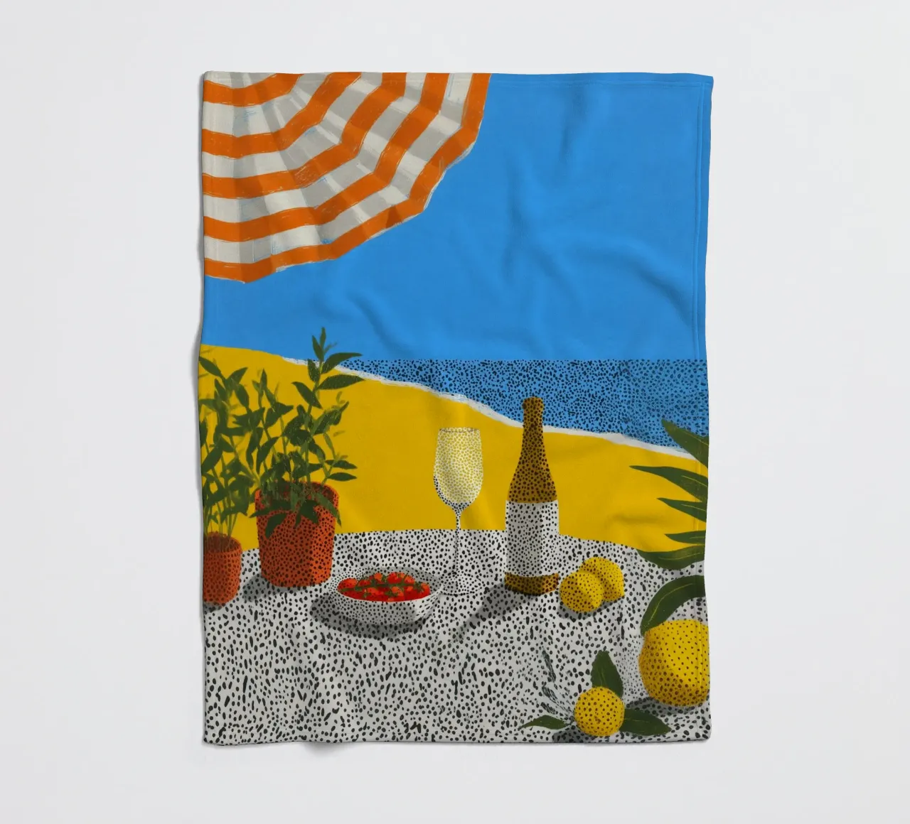 Summer calm with points fleece blanket by Carinaprint