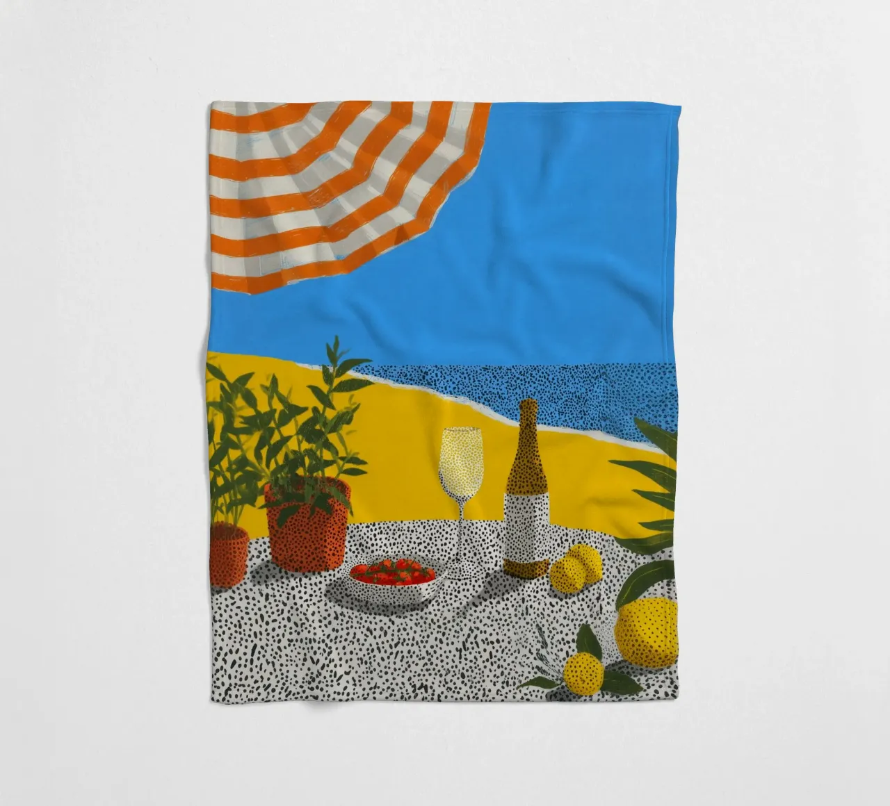 Summer calm with points fleece blanket by Carinaprint