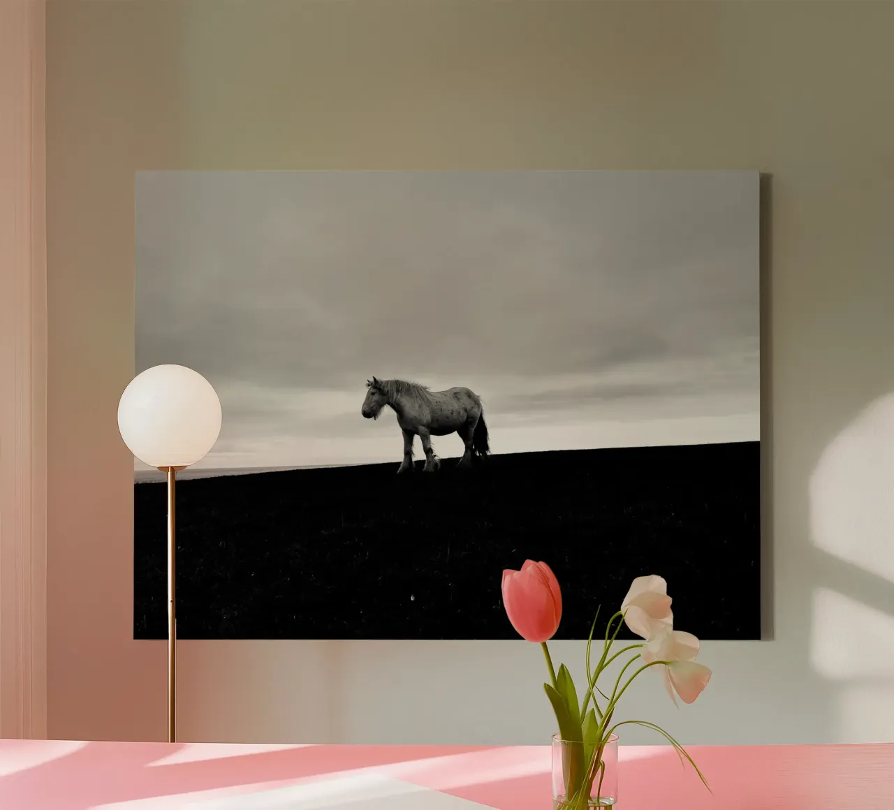 pasture field canvas with Floater frame by Horsire