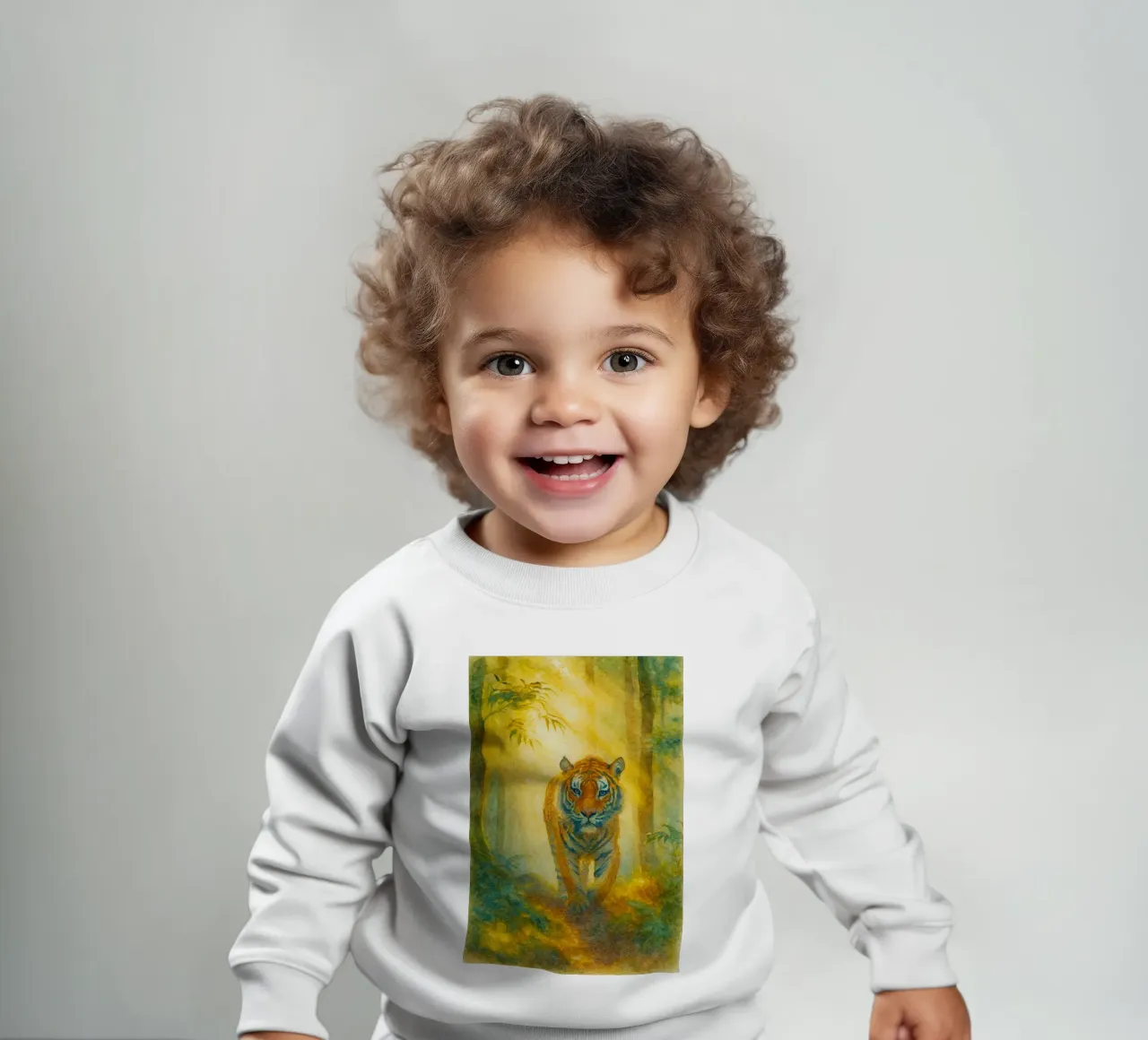 tiger walking painting drawing baby sweatshirt by lauraa
