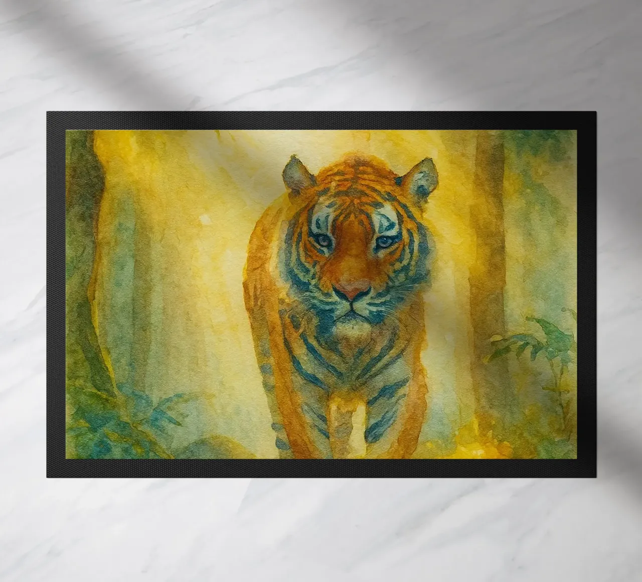 tigre che cammina disegno pittura zerbino da lauraa