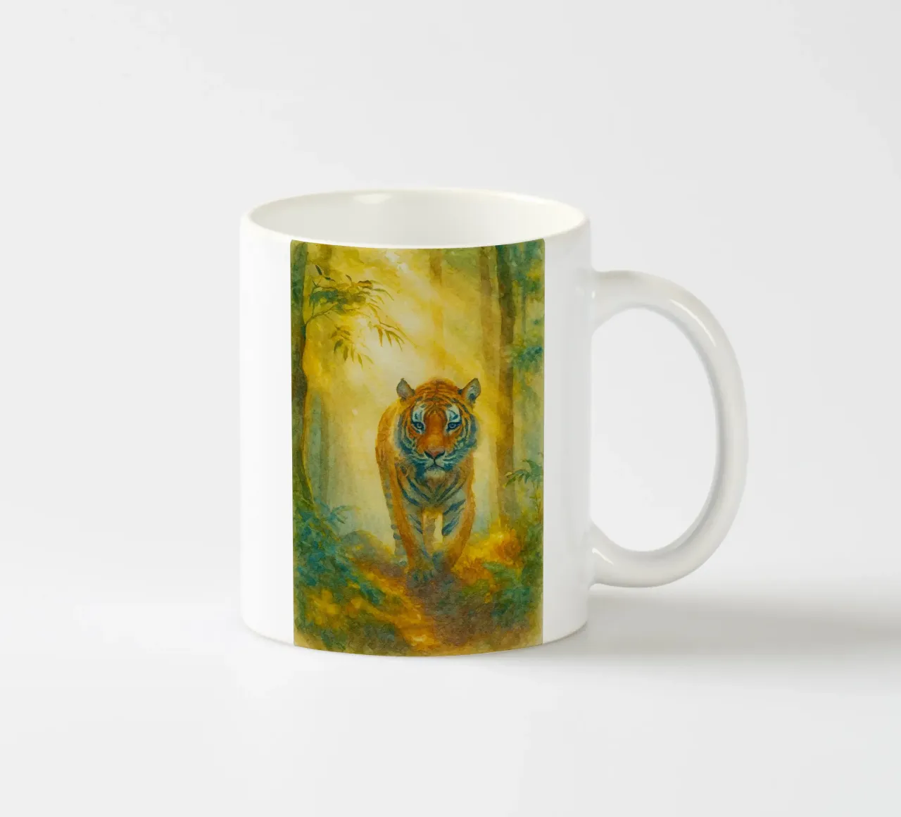 tiger walking painting drawing ceramic mug by lauraa